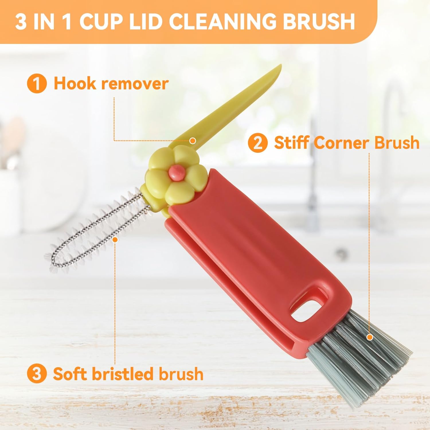 3 in 1 Cup Lid Gap Cleaning Brush Set, Multifunctional Bottle Cleaning