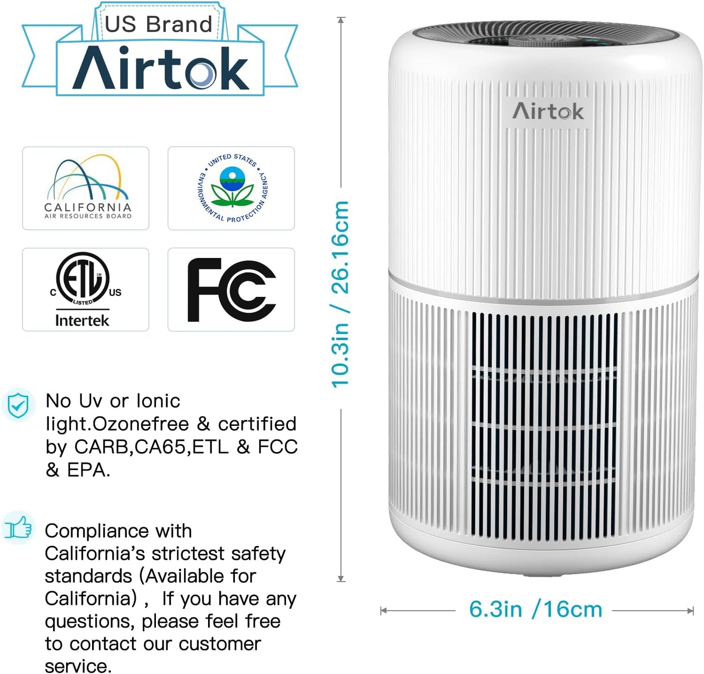 2 Pack Air Purifier for Home Bedroom with H13 True HEPA Filter for Smo