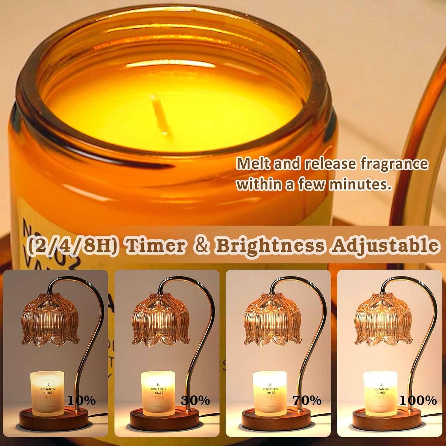 Flower Candle Warmer Lamp with Timer, Dimmable Candle Lamp Warmer, Mot