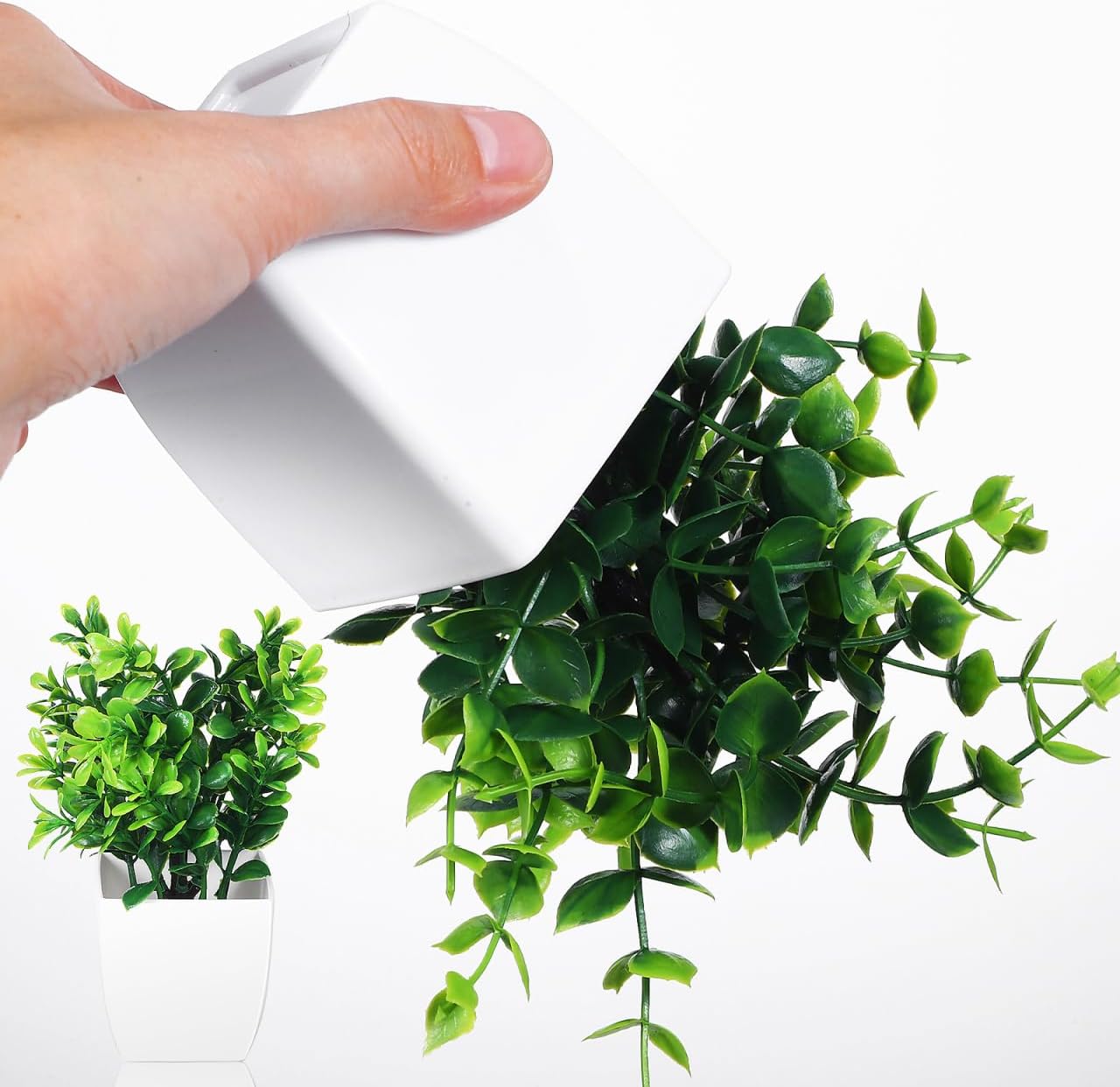 Totority Artificial Green Plants 4-in-1 Potted Desk Decor, Realistic Faux Succulents for Home & Office, Low Maintenance, Eco-Friendly Material, Perfect for Living Room, Bedroom, Workspace