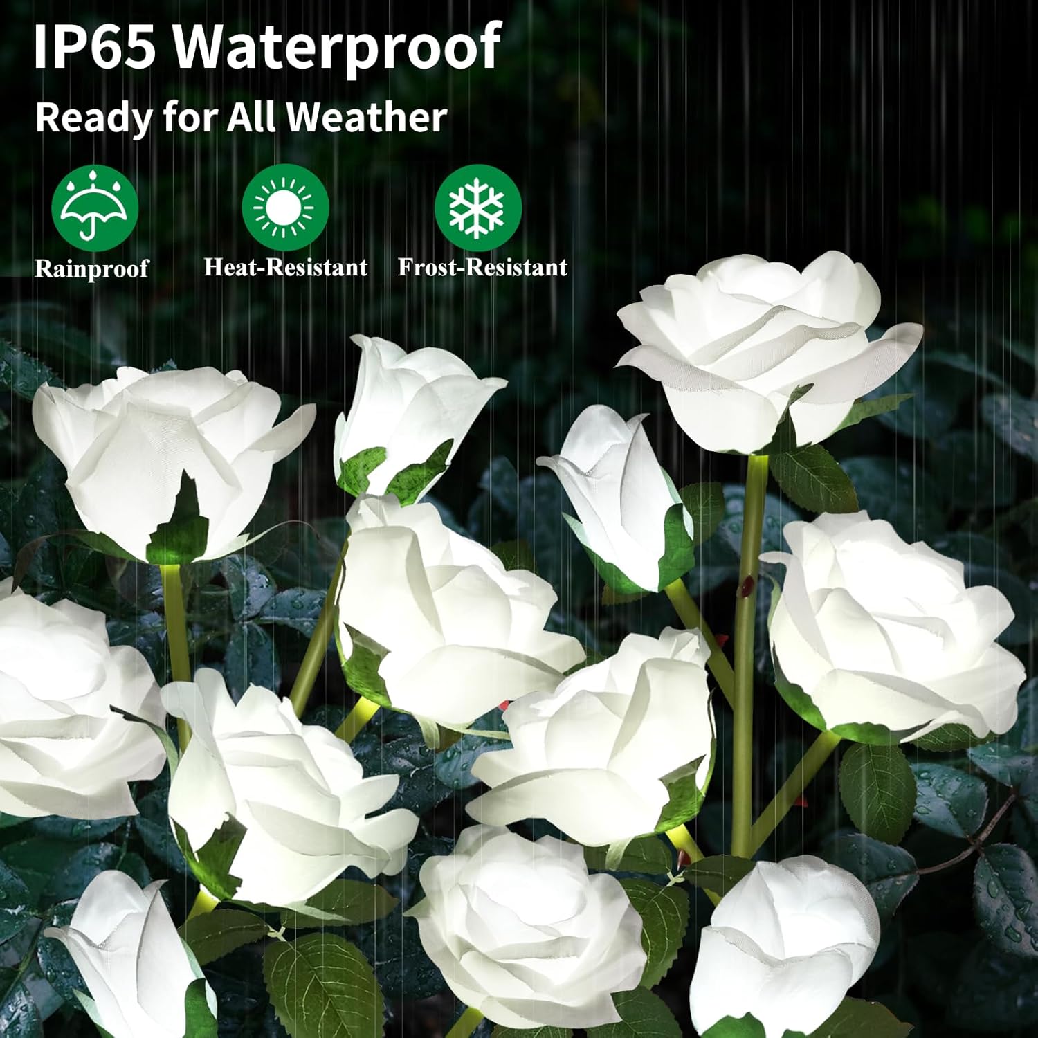 Solar Garden Lights, Solar Outdoor Lights with More Realistic 10 Rose 