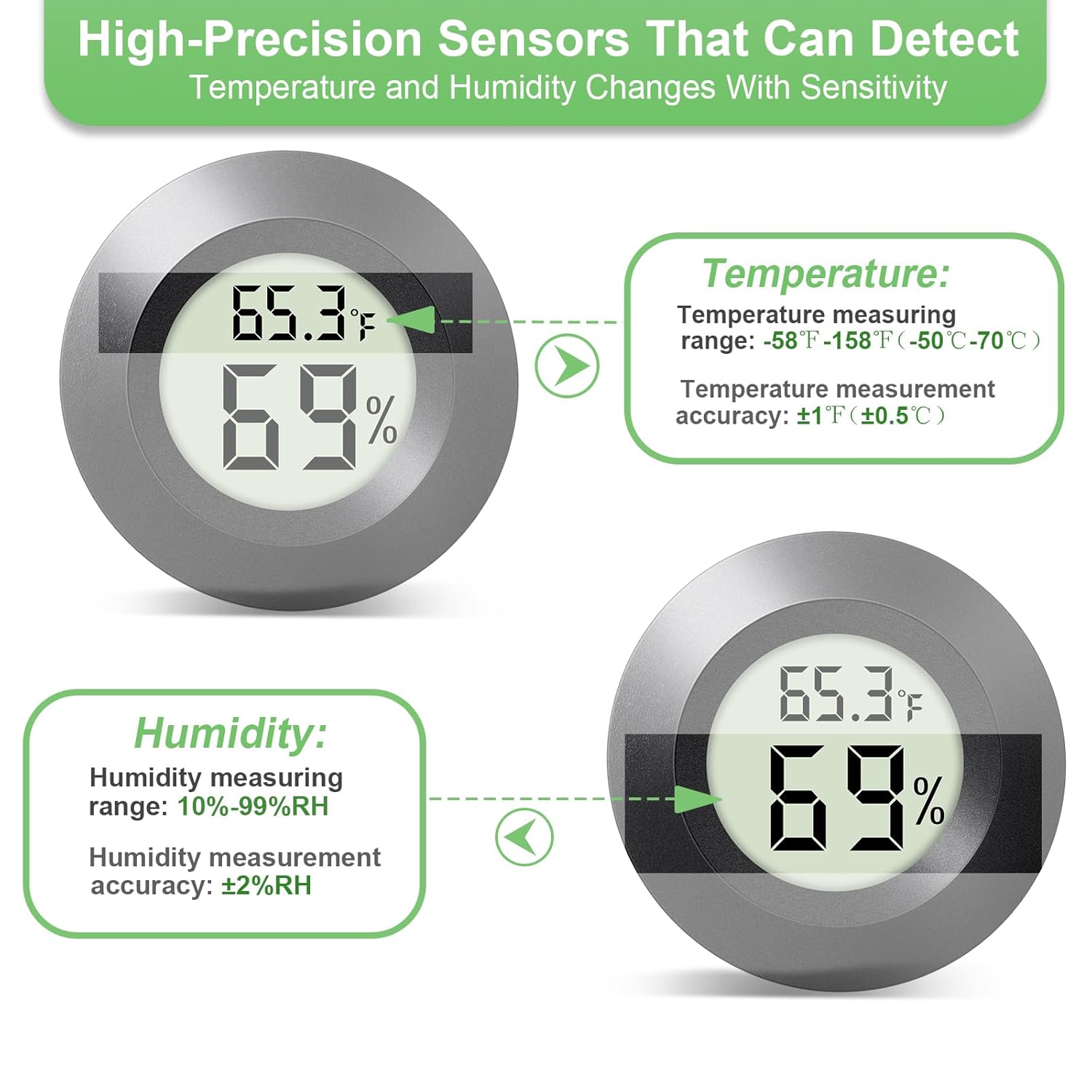 4-Pack Mini Hygrometer Thermometer Indoor Outdoor Round Humidity Meter