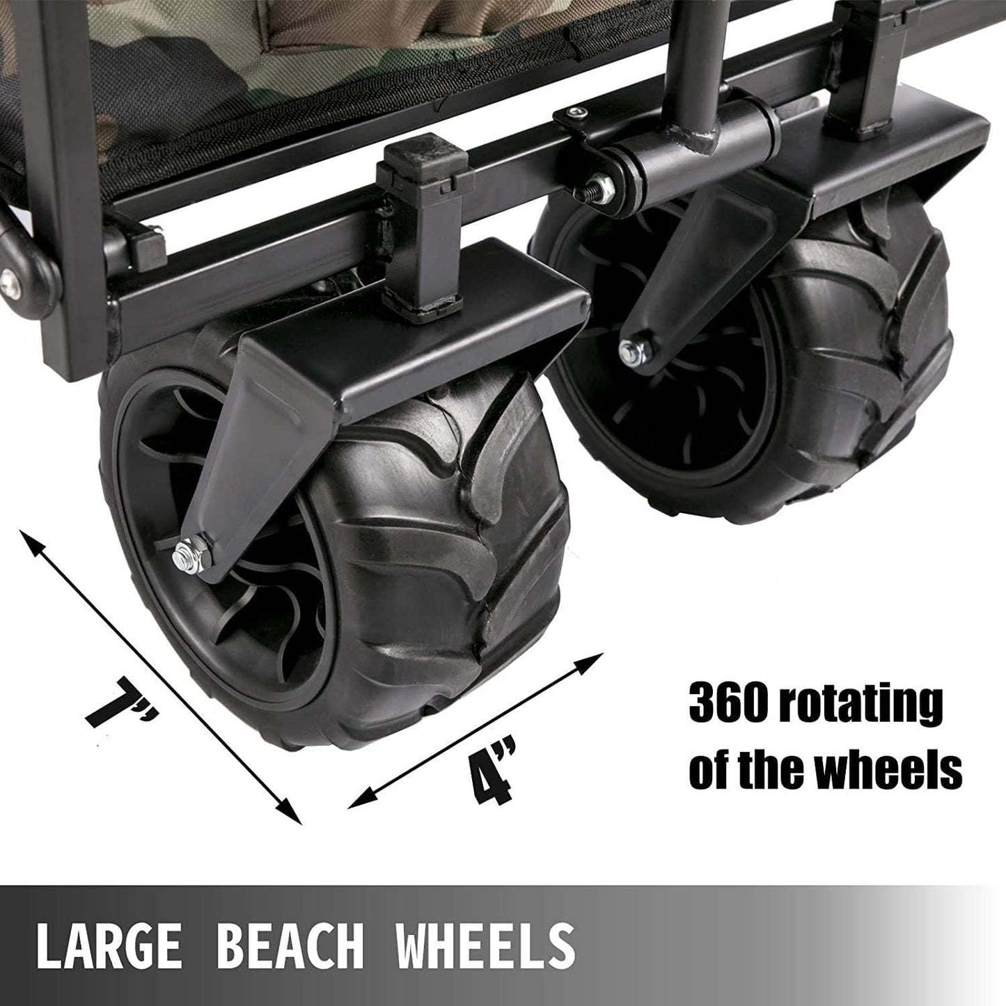 Collapsible Wagon Cart, w/Removable Canopy 600D Oxford Cloth, for Beach, Garden, Camouflage