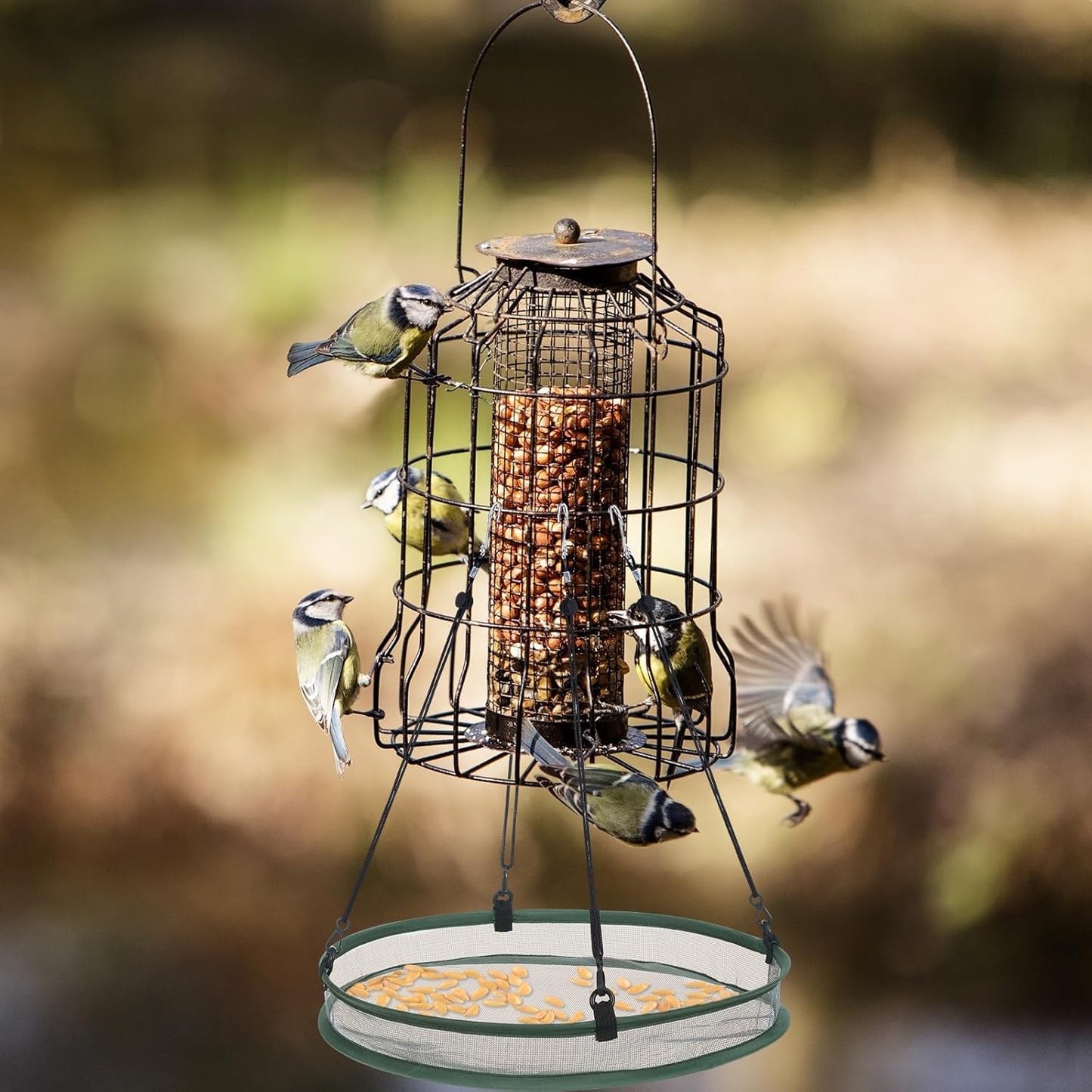 2 Pieces 16 Inch Universal Wild Bird Seed Catcher Hanging Hoop Platform Bird Seed Catcher Tray for Hummingbird Feeders Bee Feeder Outdoor Garden Accessories