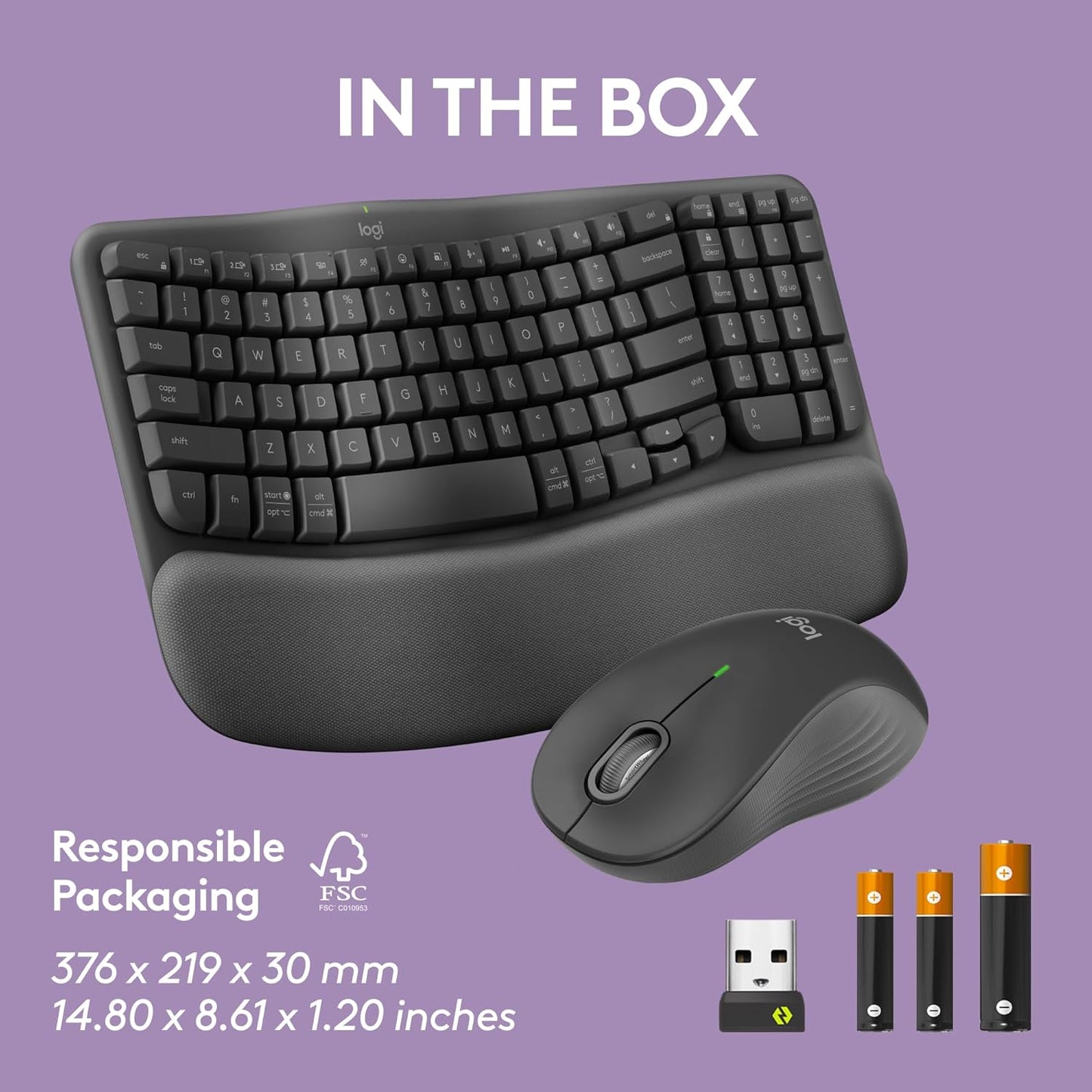 Logitech Wave Keys MK670 Combo, Wireless Ergonomic Keyboard with Signa