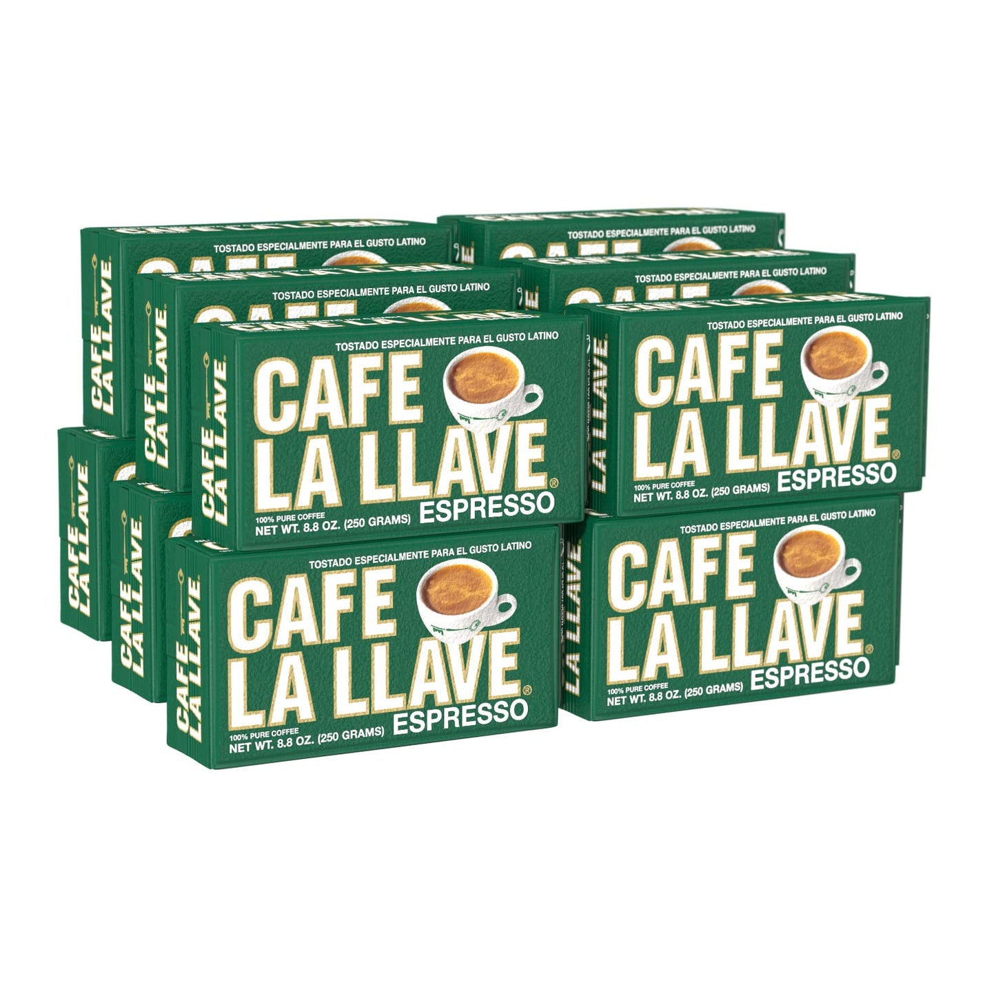 Cafe La Llave Dark Roast Ground Espresso Coffee, 12-Pack, 8.8 oz Bricks – Bold Cuban-Style Blend, Moka Pot, Espresso, Drip – Strong Rich Flavor