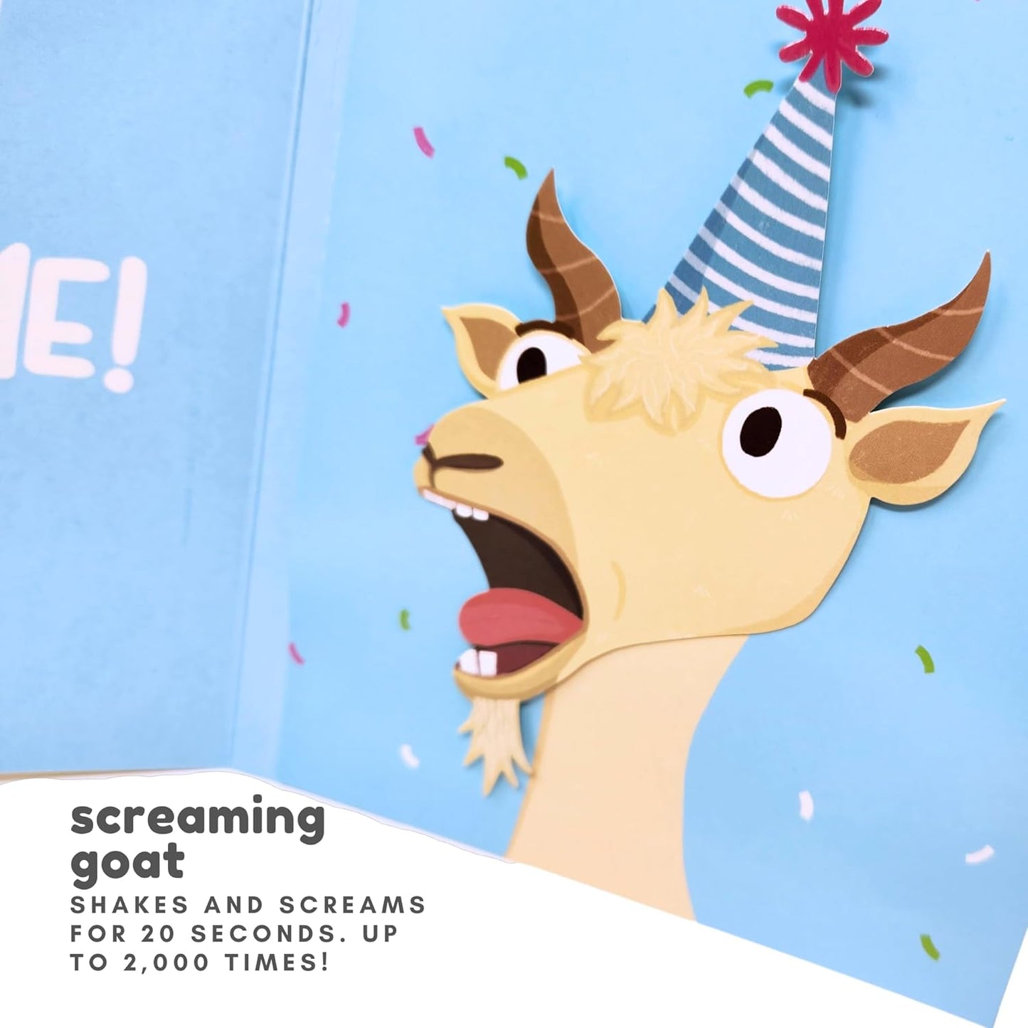 Good Egg Greetings Screaming Goat Birthday Card - Funny Birthday Card for Men Women Kids - Screaming Goat Meme Sound and Shaking Head Motion Bday Greeting Cards 5.25 x 8.18 Inch
