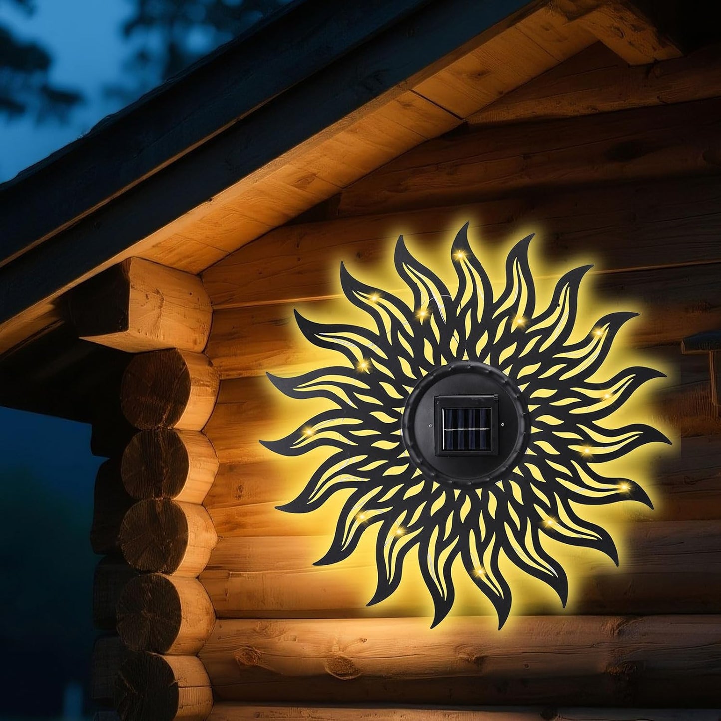 VCUTEKA 20" Sun Metal Wall Art Outdoor Decor Solar Decoration Metal Wa