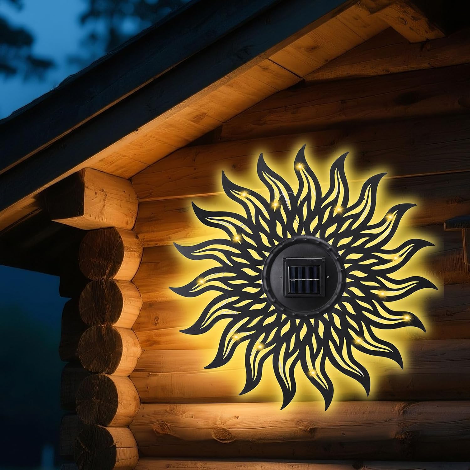 VCUTEKA 20" Sun Metal Wall Art Outdoor Decor Solar Decoration Metal Wa