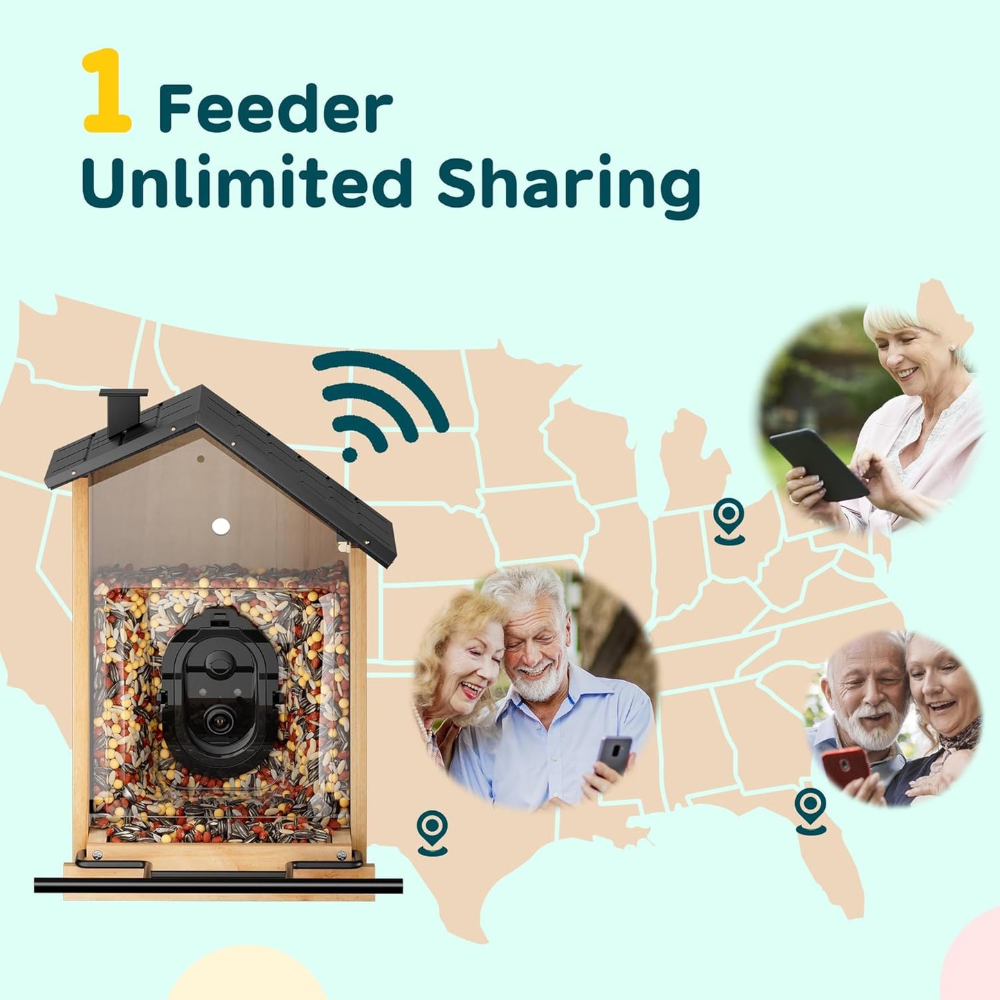 Solar Powered Bird Feeder Camera, 3L Capacity Smart Feeder for AI Identify Over 10000 Species, Cloud Storage, Auto Capture & Instant Arrival Alerts, Ideal Bird Lovers Gifts