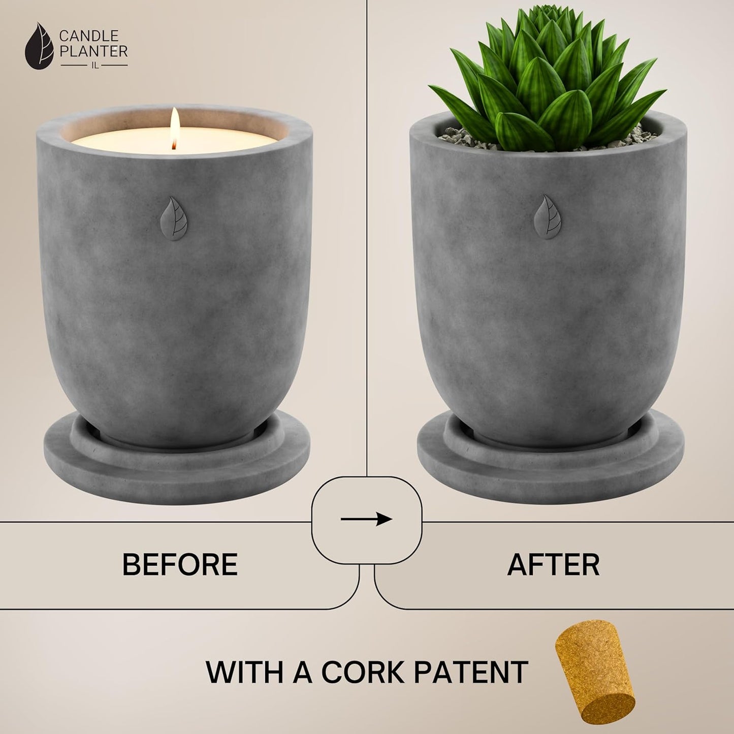 Matani Concrete Cement Candle Planter - Aromatherapy Soy, Dual Purpose Jar (White Vanilla)