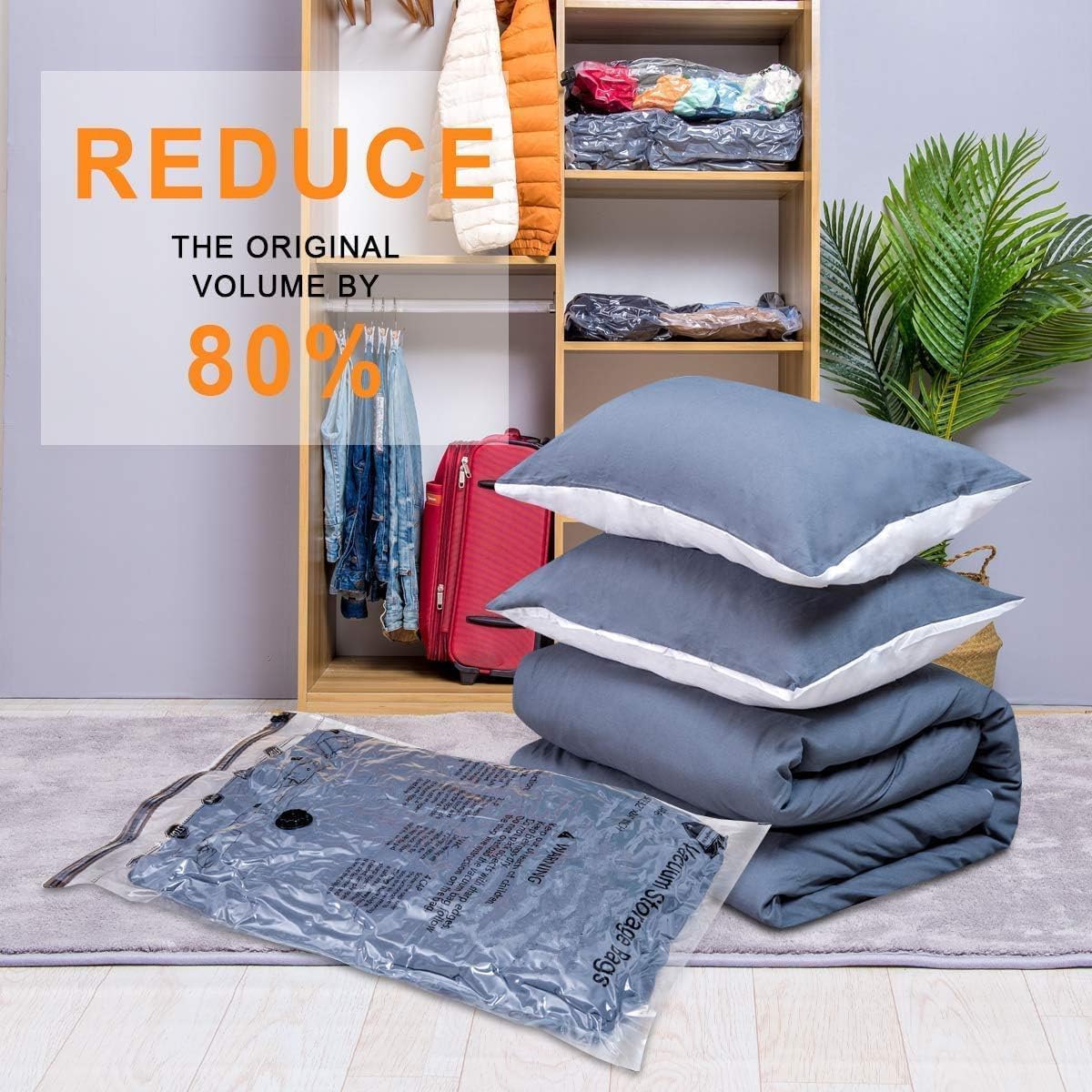 GONGSHI Vacuum Storage Bags, Space Saver Seal Bags For Clothing, Blankets, Comforters, Pillows, Clothes Storage,Travel Luggage,24 Combo-EPUMP