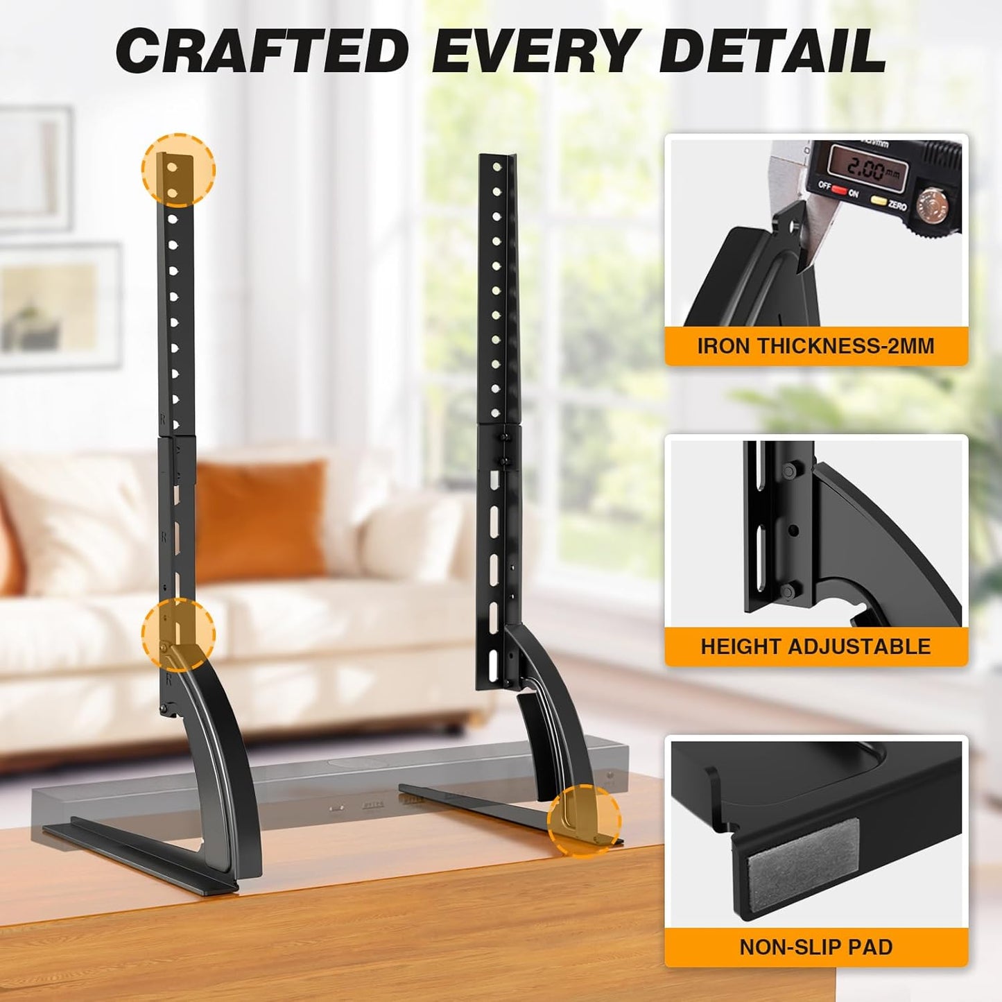5Rcom TV Stand Mount, Universal TV Stand Tabletop for 22 to 65 inch Pl