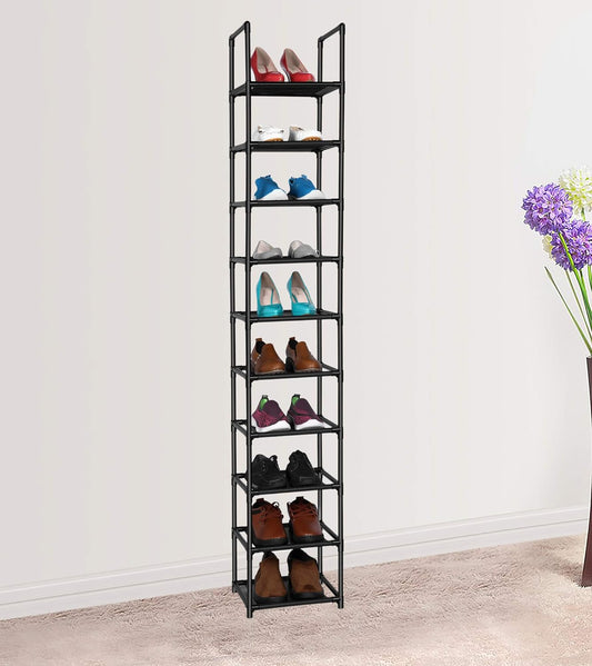 FIDUCIAL HOME 10 Tiers Shoe Rack Space Saving Vertical Single Pairs Sturdy Shoe Shelf Storage Organizer