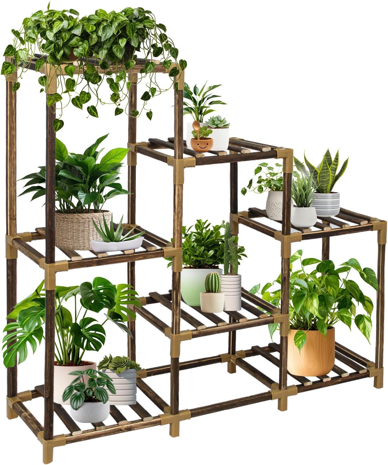 Plant Stand Indoor, 3-Tier Outdoor Wood Plant Stand for Multiple Plant
