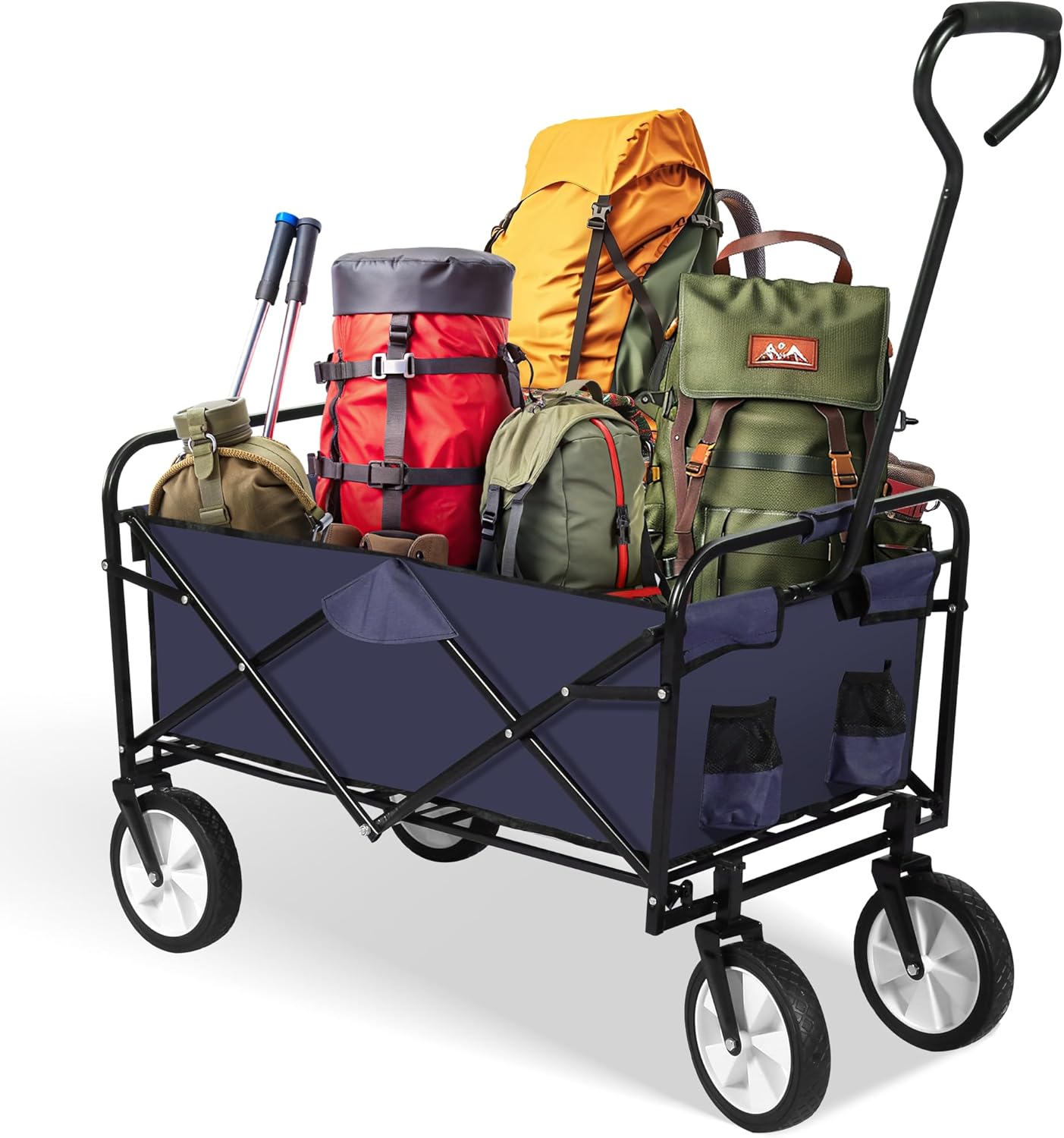 YSSOA Rolling Collapsible Garden Cart Camping Wagon, with 360 Degree S