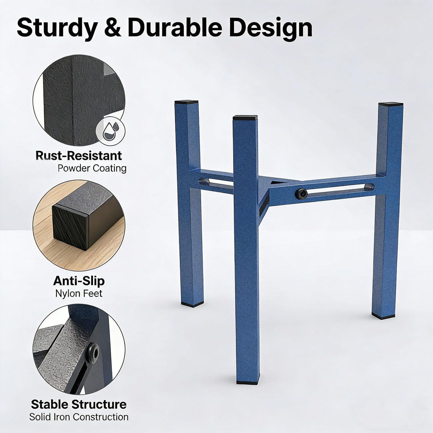 Adjustable Metal Drink Dispenser Stand Holder for 1-1.5 Gallon, Stable Beverage-Dispenser Stand for Indoor Outdoor (Without Drink Dispensers) (Blue)