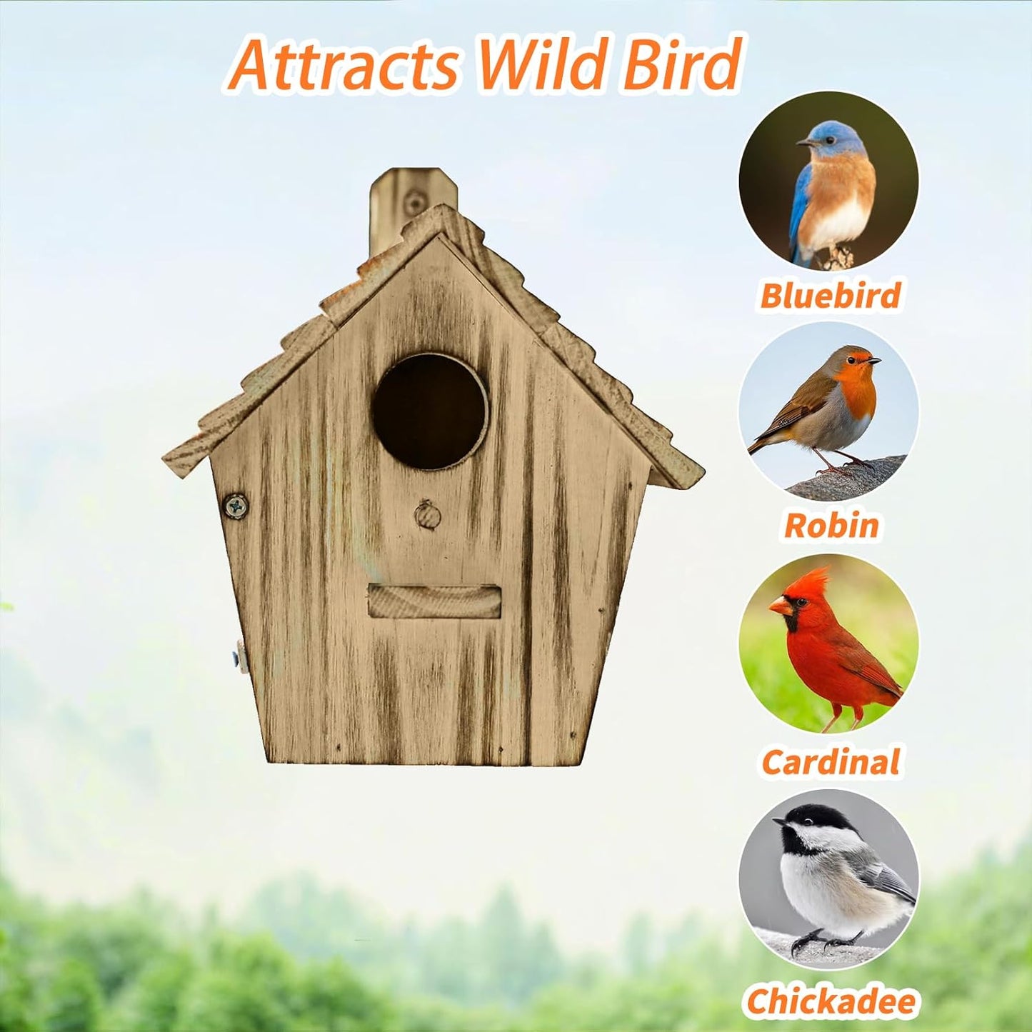 Bird House Bird Houses for Outside with Pole Wooden Bird House for Fin