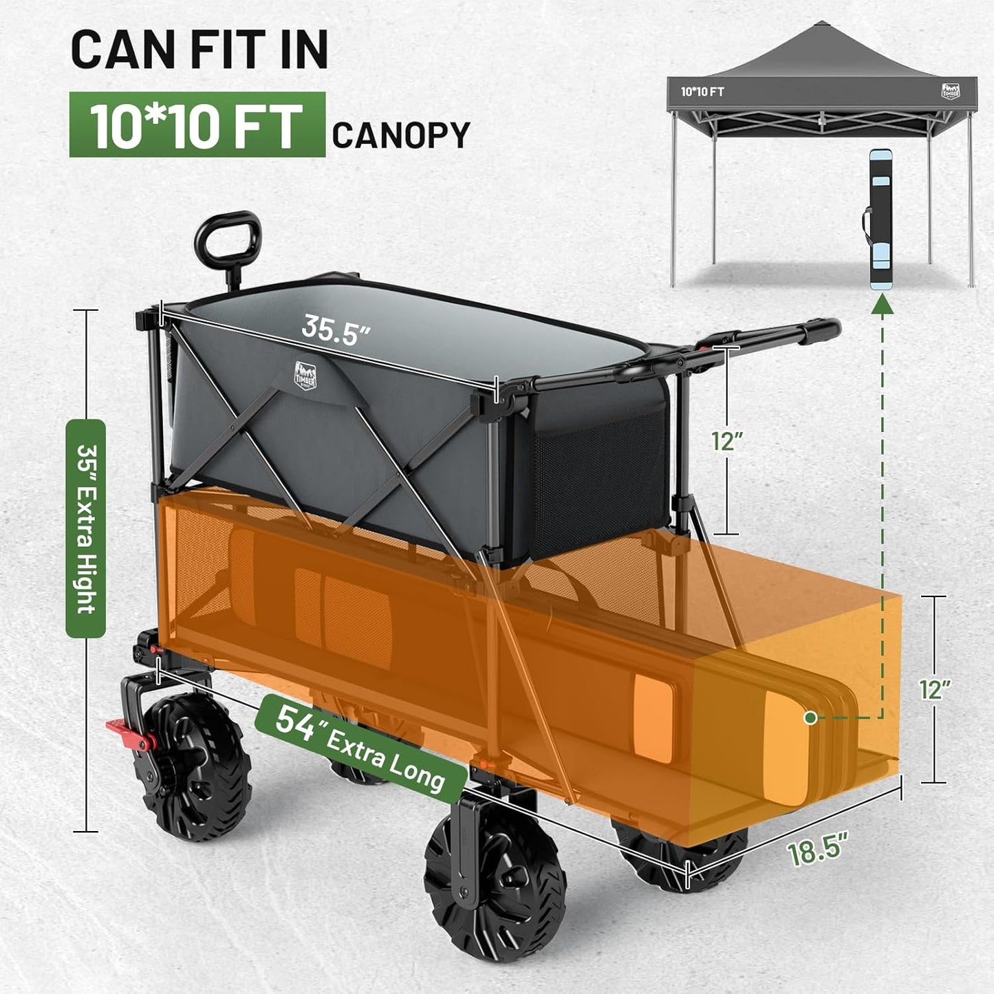 TIMBER RIDGE Push & Pull Double Decker Wagon, 400L Large Capacity Heav
