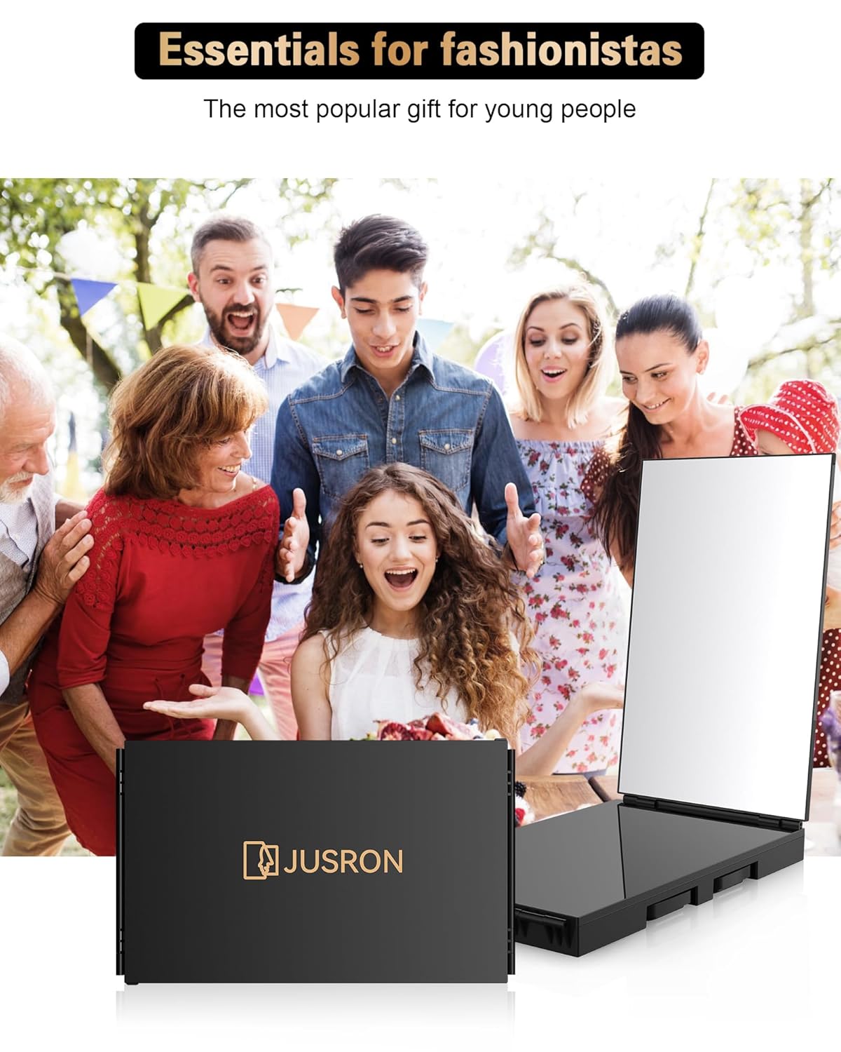 JUSRON 360 Viewing Angle Self Hair Cutting Mirror, Clear Anti-Fog HD G