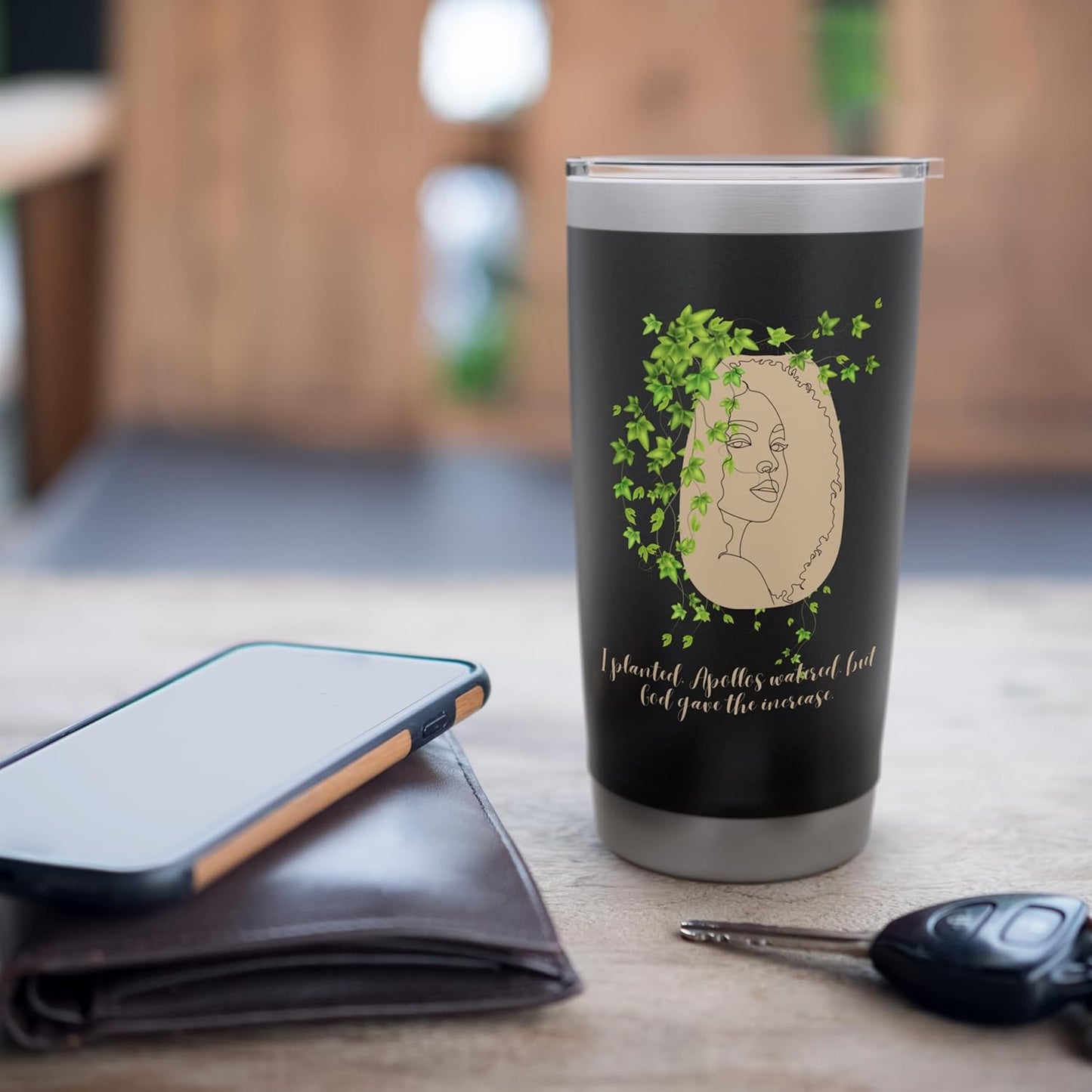 Face Planters Flower Pots Head Black Woman Curly Kinky Hair Stainless Steel Insulated Tumbler