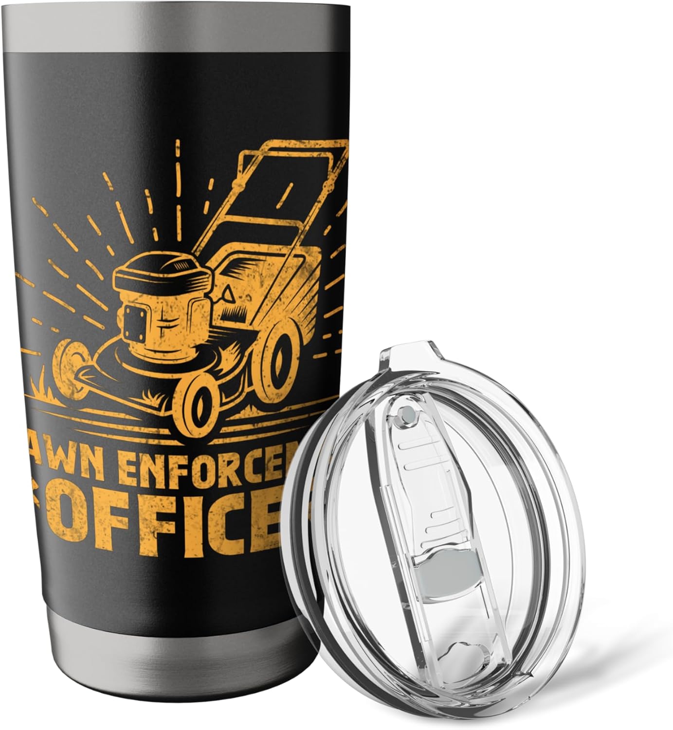 Funny Lawn Enforcement Officer Grass Cutting Lawn Mower Stainless Steel Insulated Tumbler