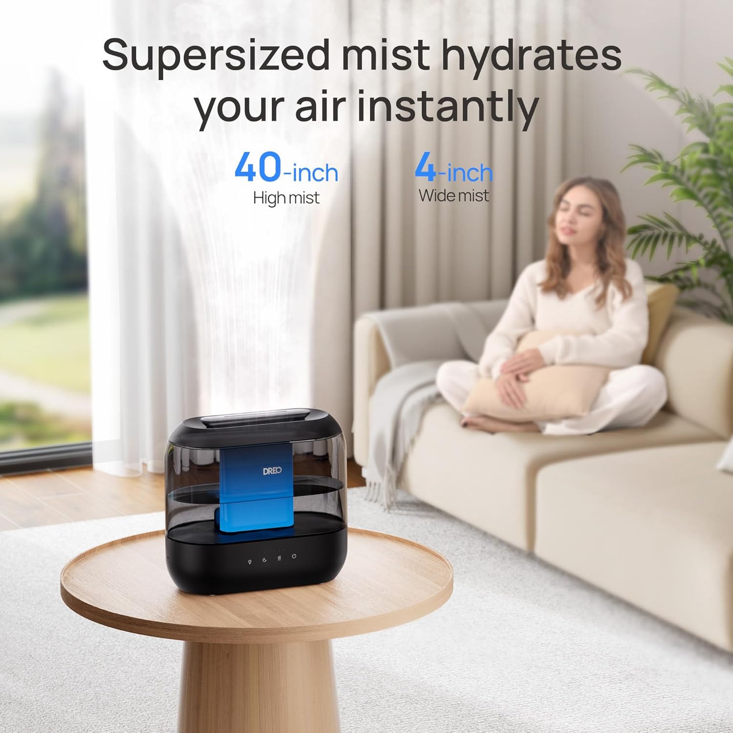 Dreo Humidifiers for Bedroom, 4L Top Fill for Large Room, 36H Runtime,
