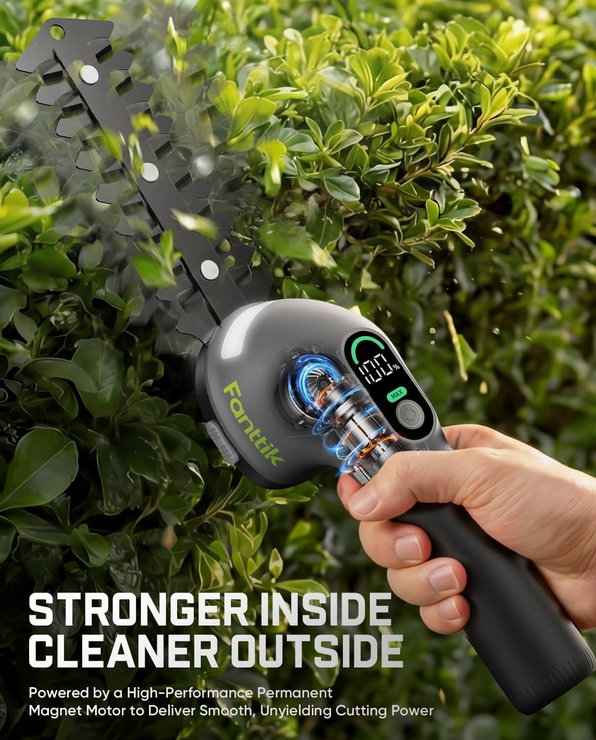 Fanttik Z10 Pro Cordless Hedge Trimmer, 6” Shurbbery Trimmer & 3.5” Gr