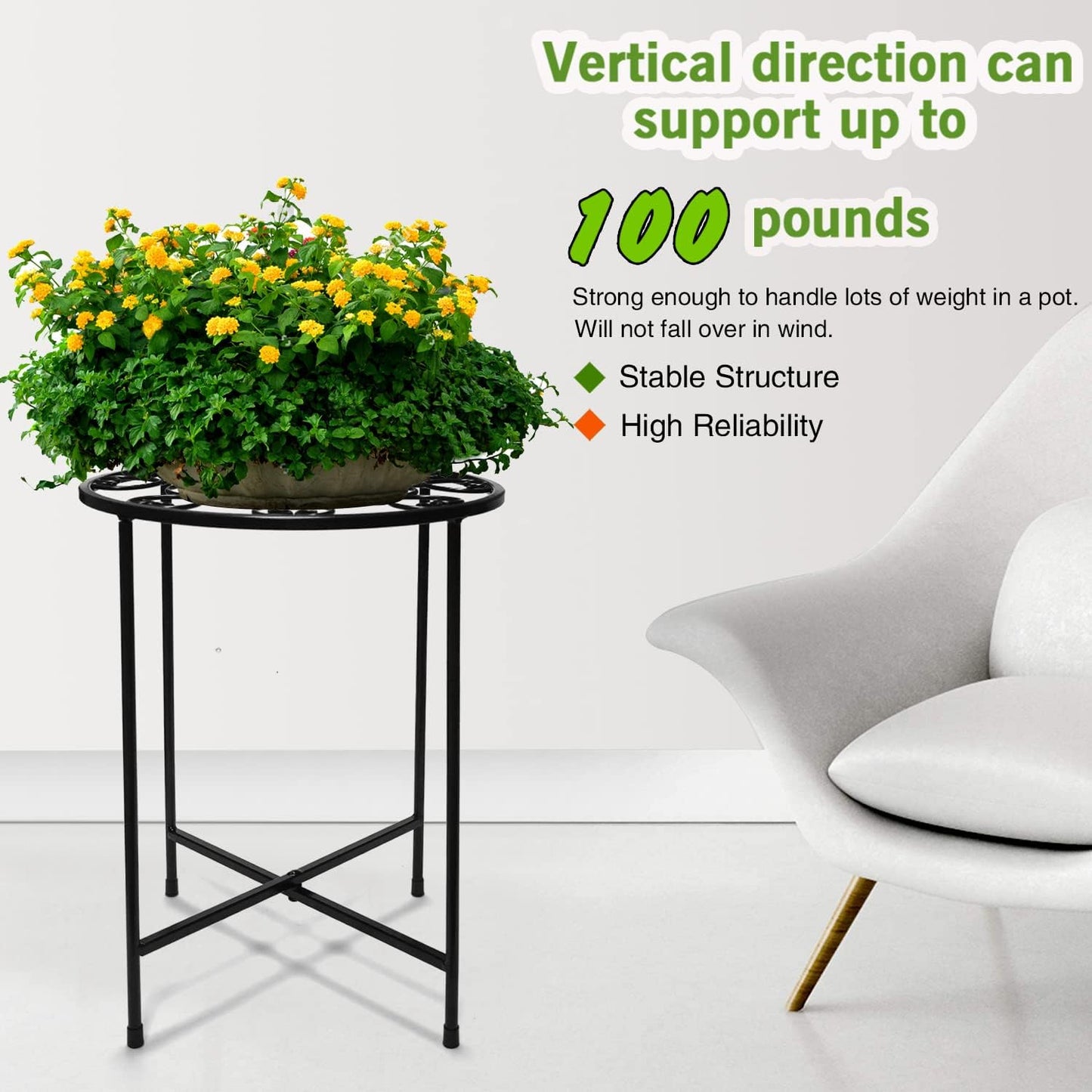 KABB Metal Plant Stand, 15'' Tall Flower Pot Stand Set of 2, Modern Ru