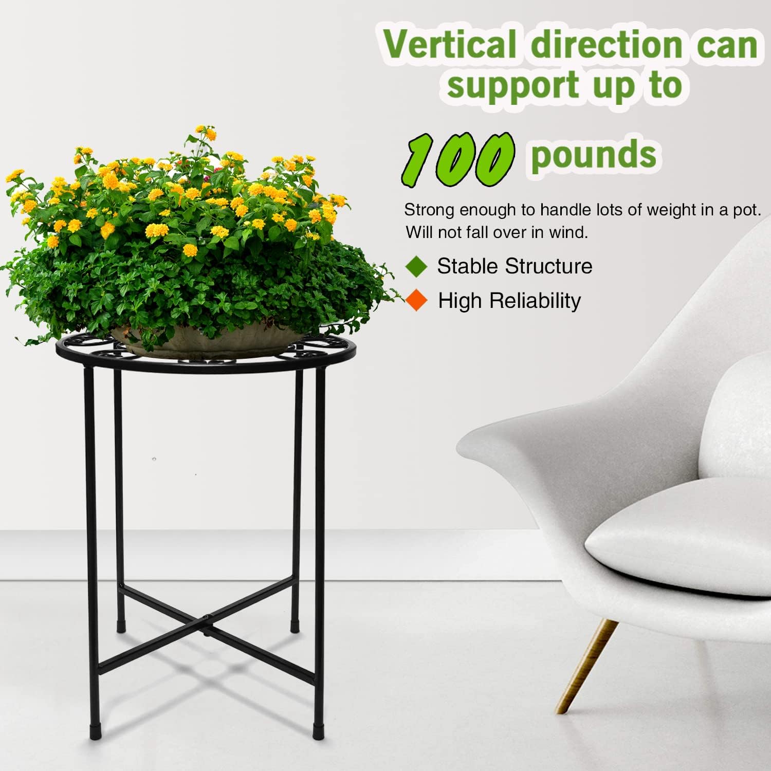 KABB Metal Plant Stand, 15'' Tall Flower Pot Stand Set of 2, Modern Ru