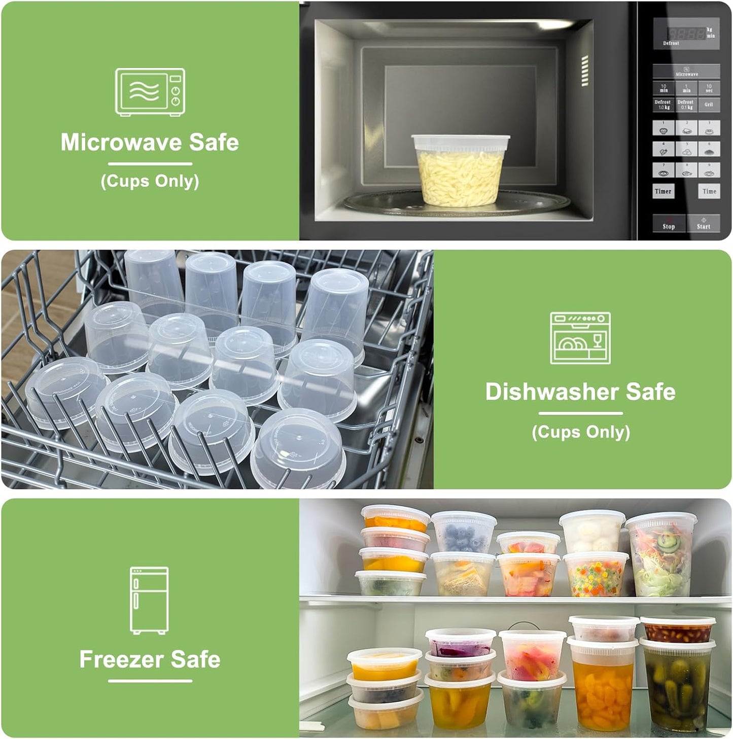 60 Sets (120-Piece) Deli Containers with Lids, 32/16/8 oz X 20 Set Eac