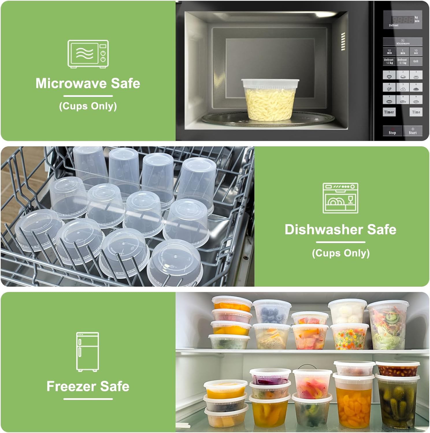 60 Sets (120-Piece) Deli Containers with Lids, 32/16/8 oz X 20 Set Eac