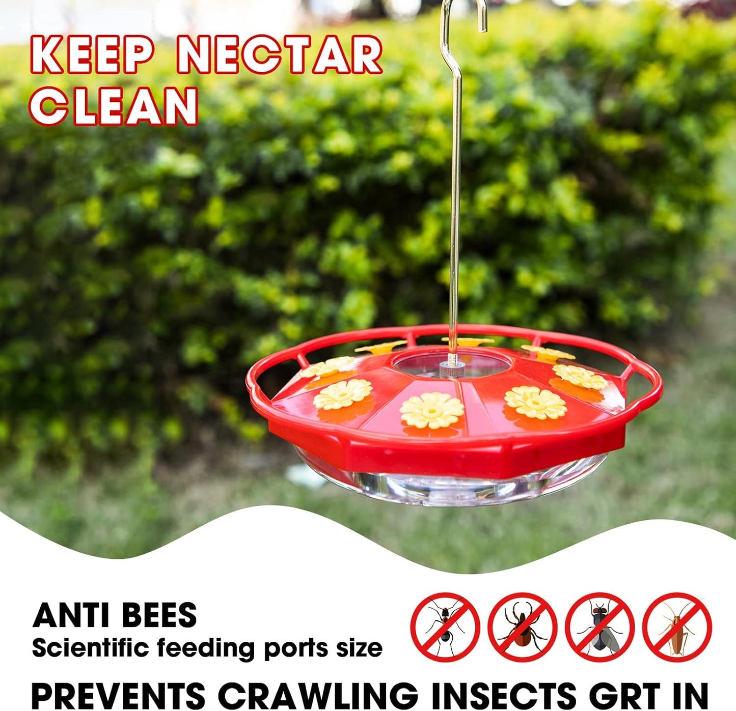 Chengu 2 Packs 16 oz Hummingbird Feeder for Outdoors Hanging Plastic Saucer Feeder with 8 Feeding Stations, Humming Feeder Handheld Window Bird Feeders Portable Bird Feeders for Garden House Decor
