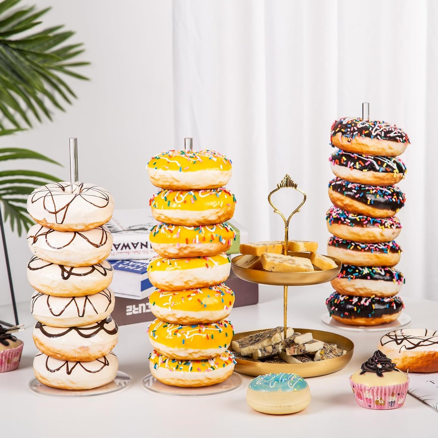 4PCS Acrylic Donut Display Stand Tower - Dessert Table Holder for Donuts, Bagels & Doughnuts - Perfect for Parties, Christmas, Birthday & New Year