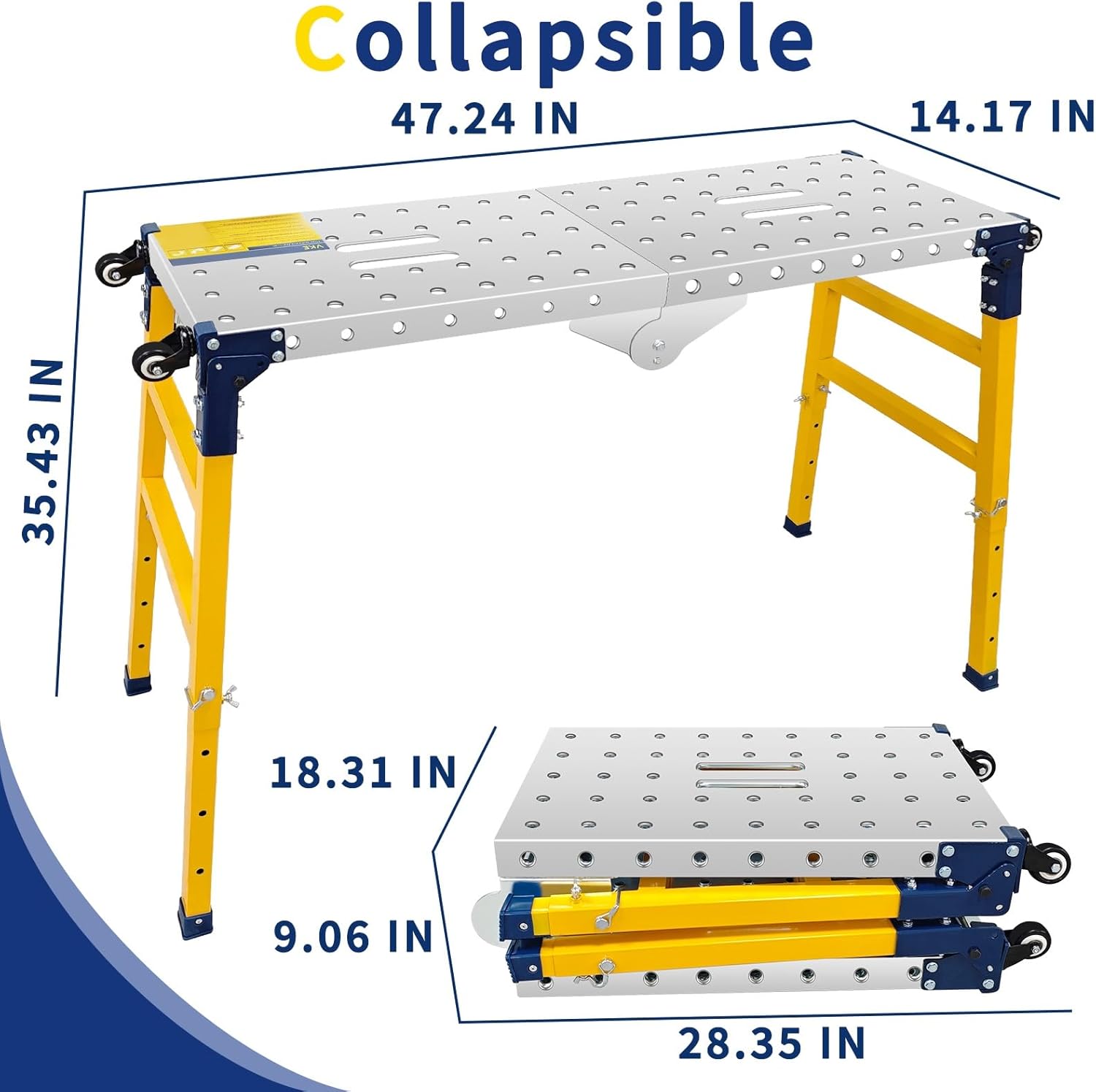VKE Galvanized Steel Large Work Platform Support 1000 lbs 47"x14", Hei