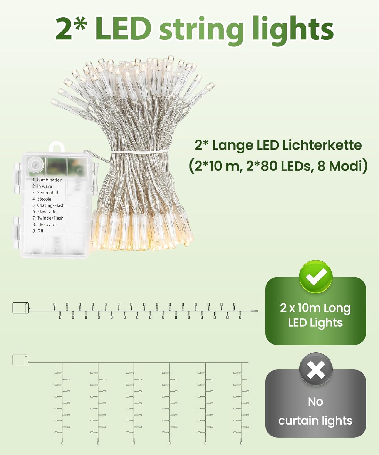 KASZOO 24Pack / Each 82 inch, Artificial Ivy Garland Fake Plants with 160 LED String Light, Green for Wedding Party Garden Outdoor Greenery Wall Decoration
