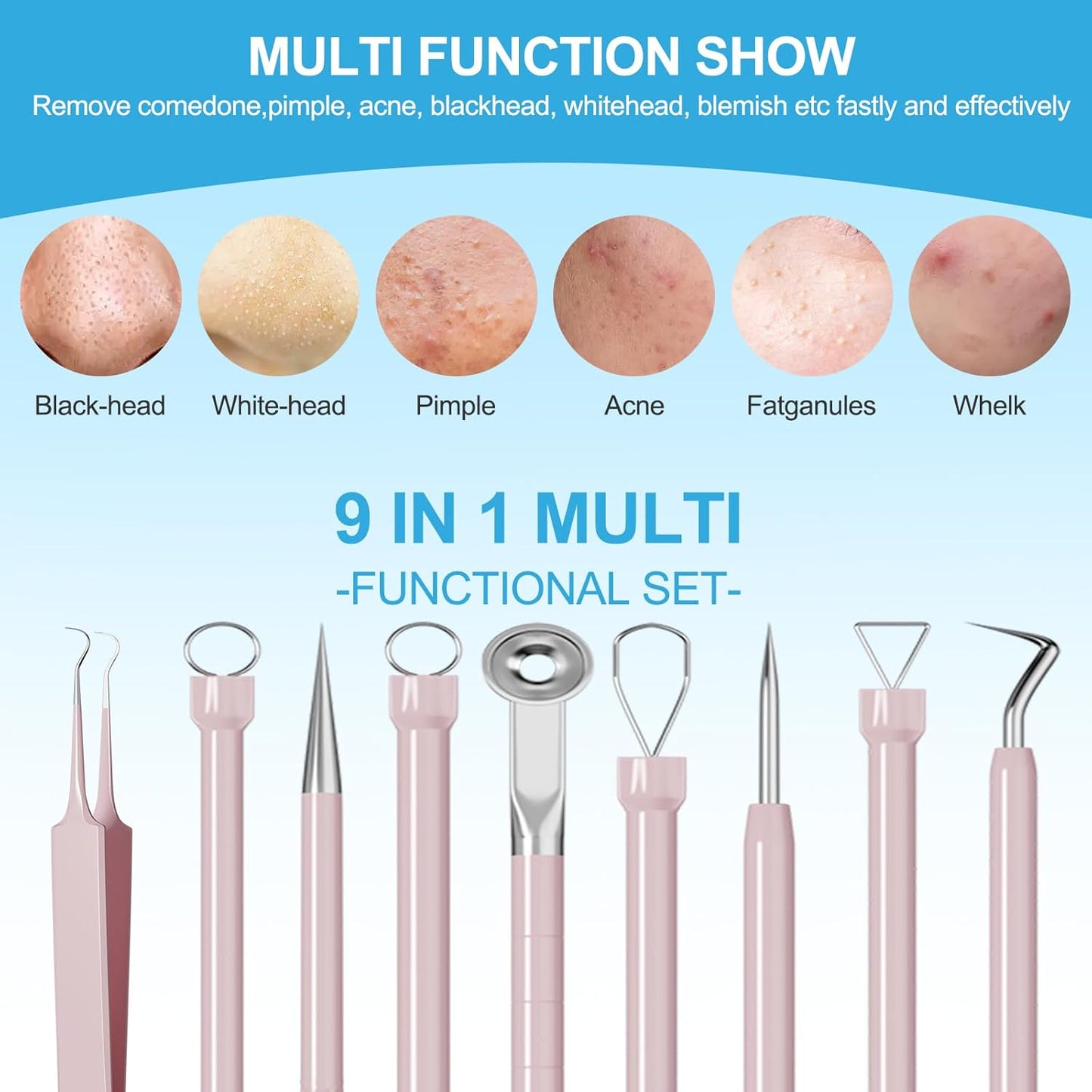 Pimple Popper Tool Kit Blackhead Remover Tools (5 Piece Kit), Professi