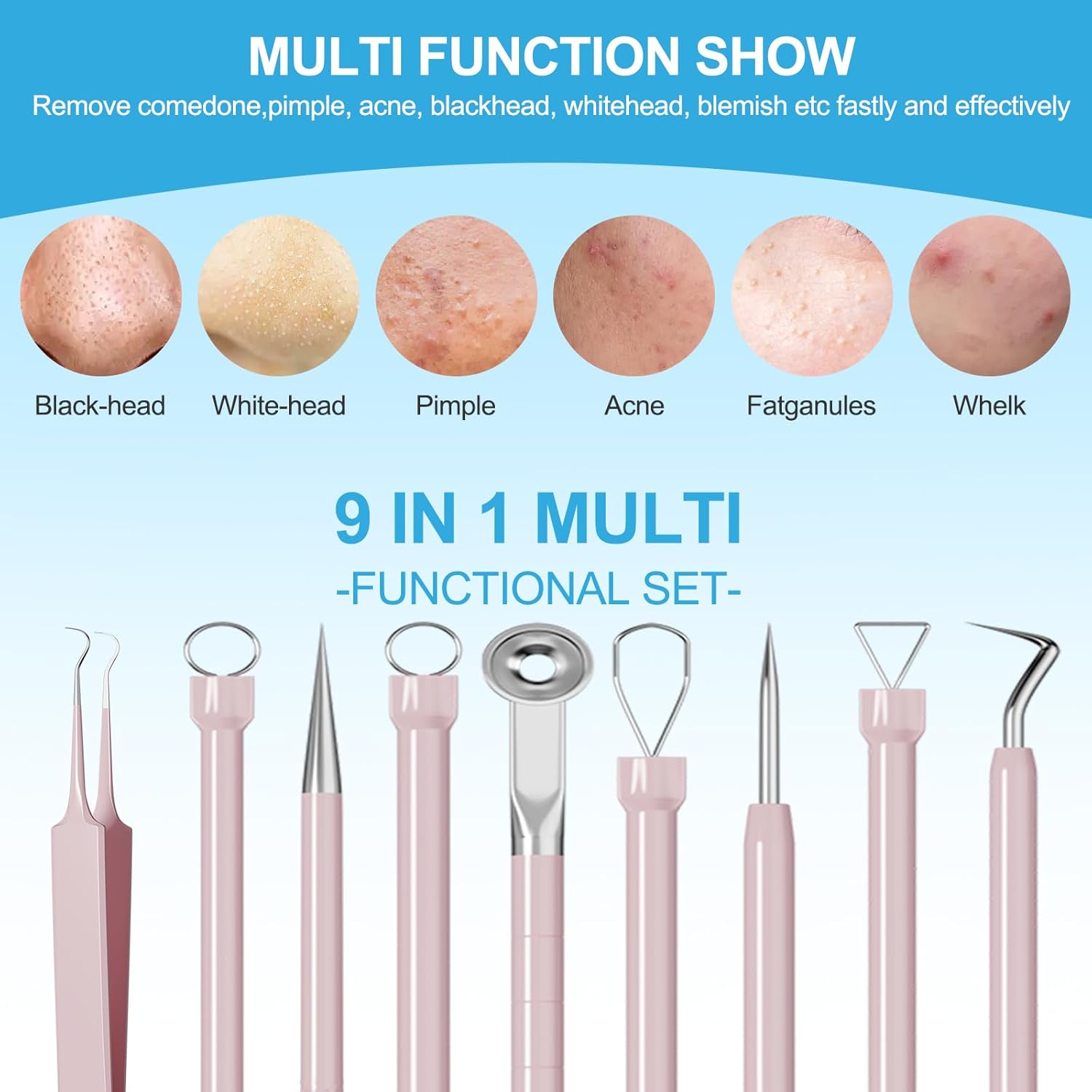 Pimple Popper Tool Kit Blackhead Remover Tools (5 Piece Kit), Professi