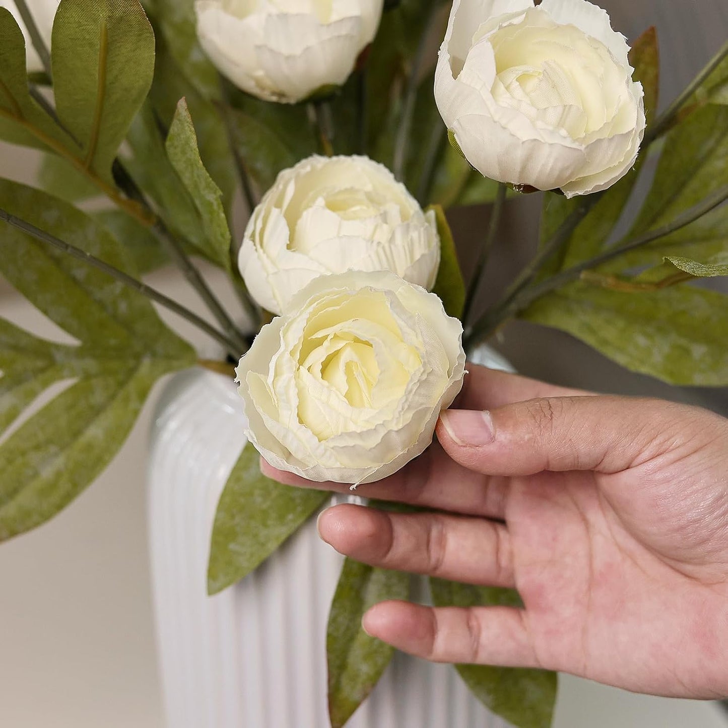 VIERENA 6 Pcs Faux Silk Peony Artificial Flowers for Vase -27", Bulk F