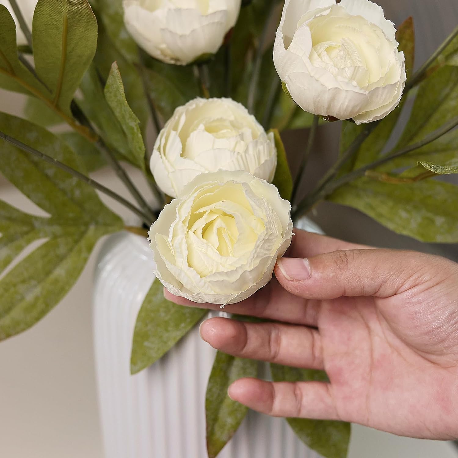 VIERENA 6 Pcs Faux Silk Peony Artificial Flowers for Vase -27", Bulk F