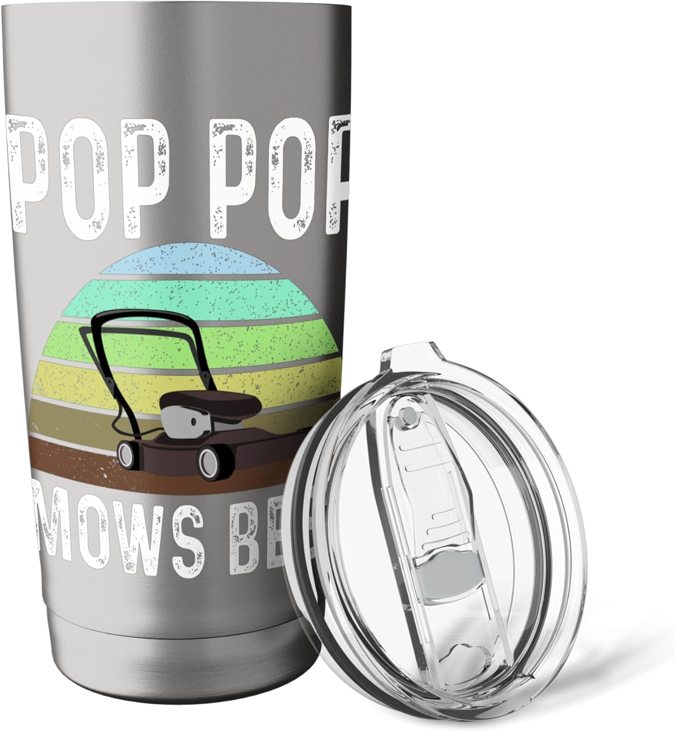 Funny Pop Pop Mows Best Lawn Care Grass Mowing Lawn Mower Stainless Steel Insulated Tumbler