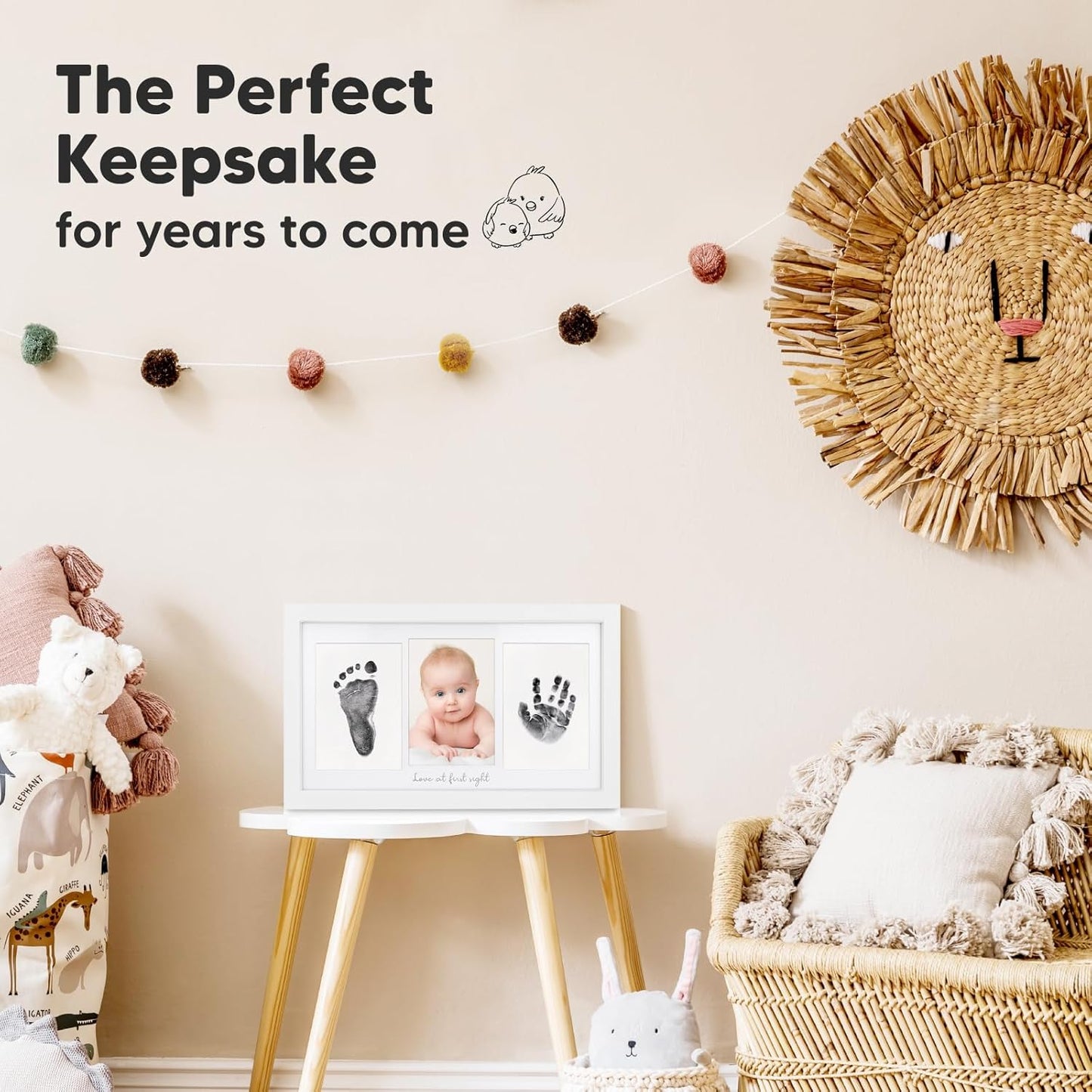 Inkless Hand and Footprint Kit, Boy, Girl, Newborn Keepsake - No Mess Ink Pad for Baby Handprint, Clean Touch Paw Print Kit for Dog Picture Frame,Personalized Baby Christmas Shower Gifts(Alpine White)