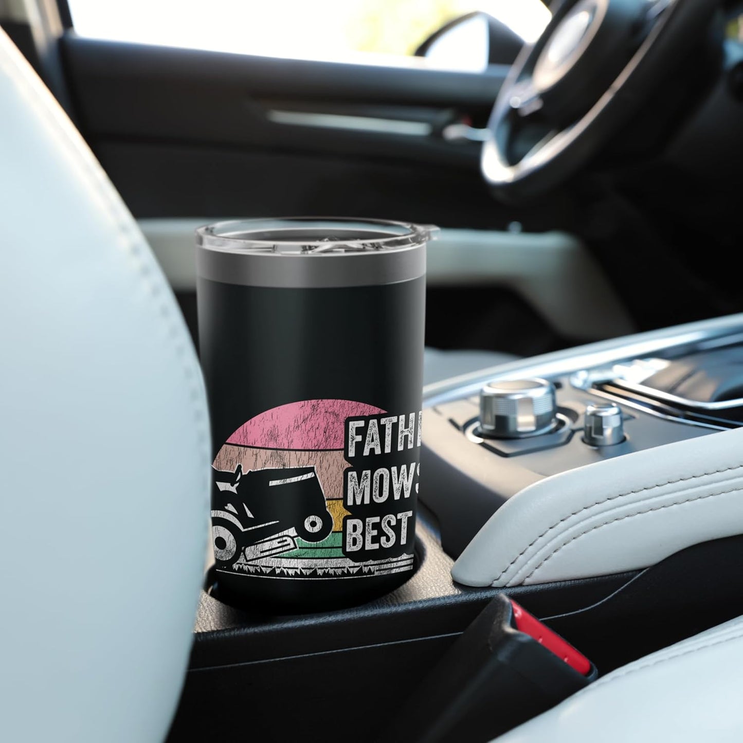 Father Mows Best Lawn Tractor Vintage Stainless Steel Insulated Tumbler
