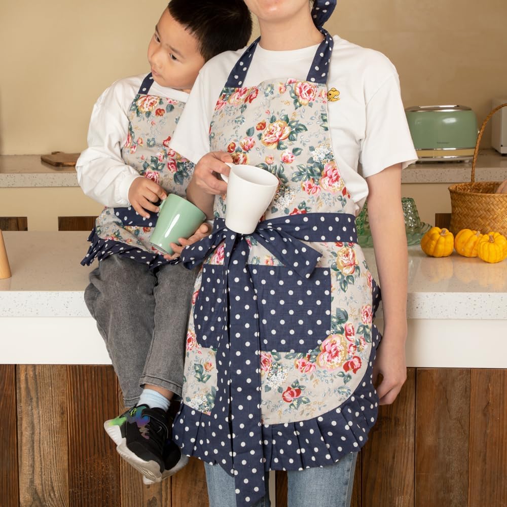 NEOVIVA Cooking Aprons with Pockets for Mama and Me, Parent and Child 