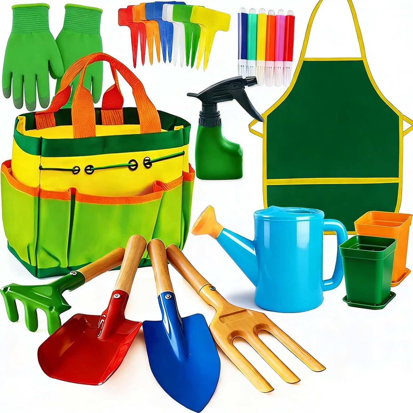 Kids Gardening Tools, Toddler Gardening Set for Kids Includes Rake, Sh