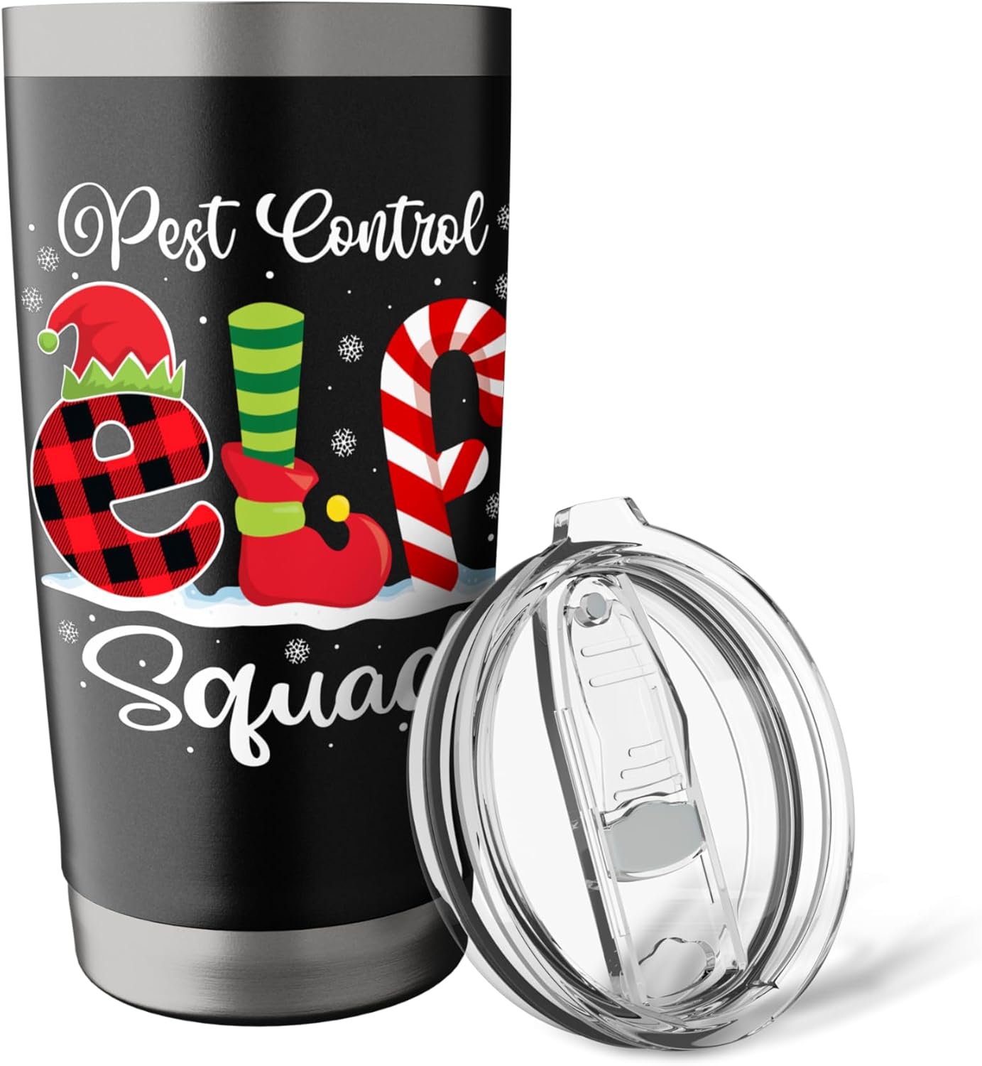 Pest Control Elf Squad Christmas Exterminator Matching X-mas Stainless Steel Insulated Tumbler