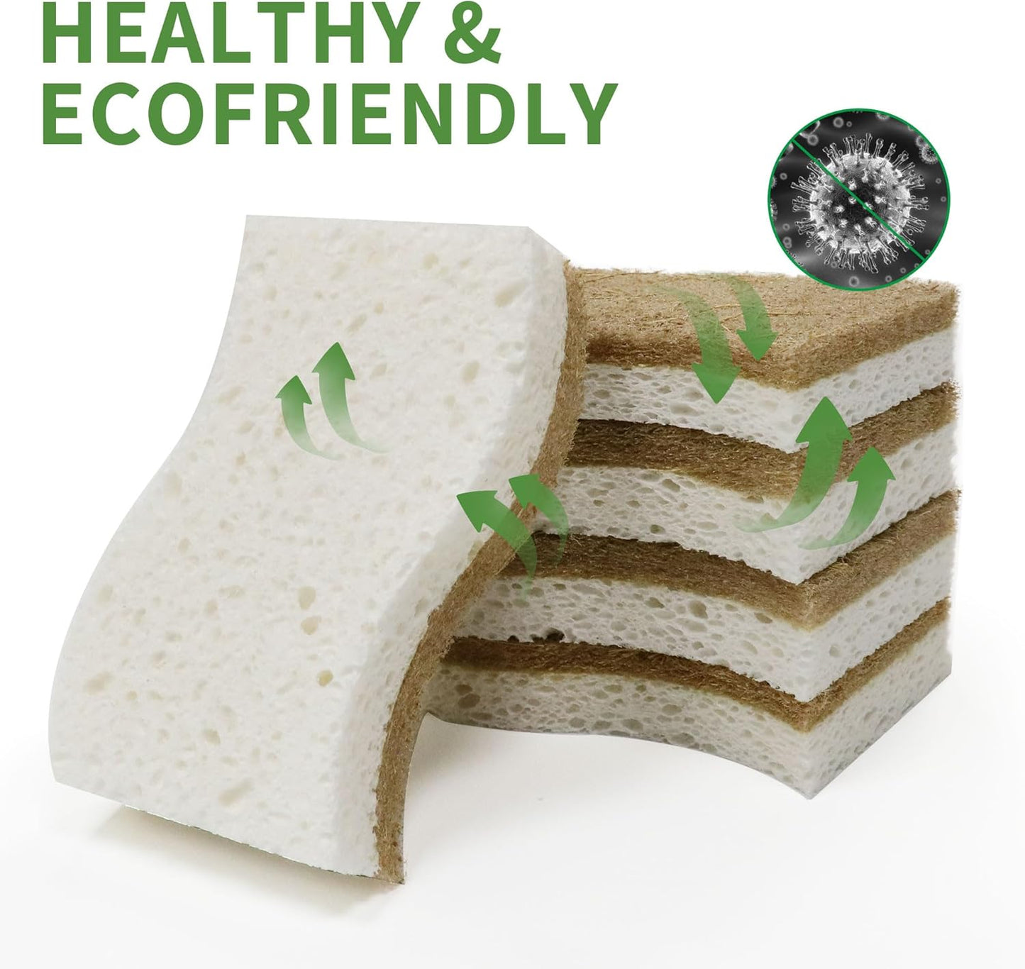 9 Pack Biodegradable Natural Kitchen Sponge - Compostable Cellulose an
