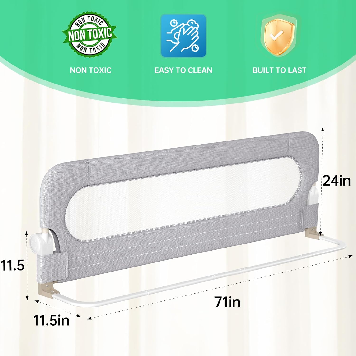 Folding Bed Rail for Toddlers,Baby Bed Rail Guard with Reinforced Anch