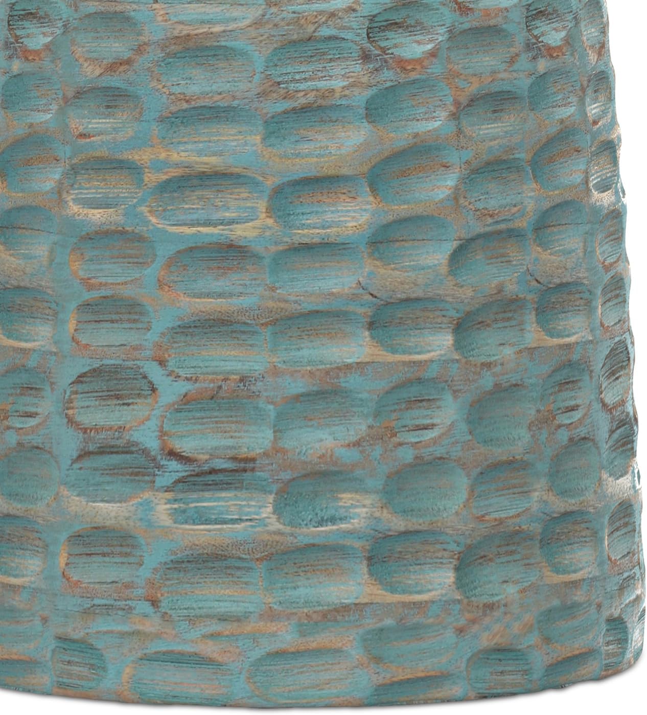 SIMPLIHOME Boyd End Table - 13 inch Wide Solid Mango Wood Round Accent Table in Teal Wash, Handcrafted Contemporary Nightstand or Lamp Stand for Living Room, Bedroom, or Office, Assembled