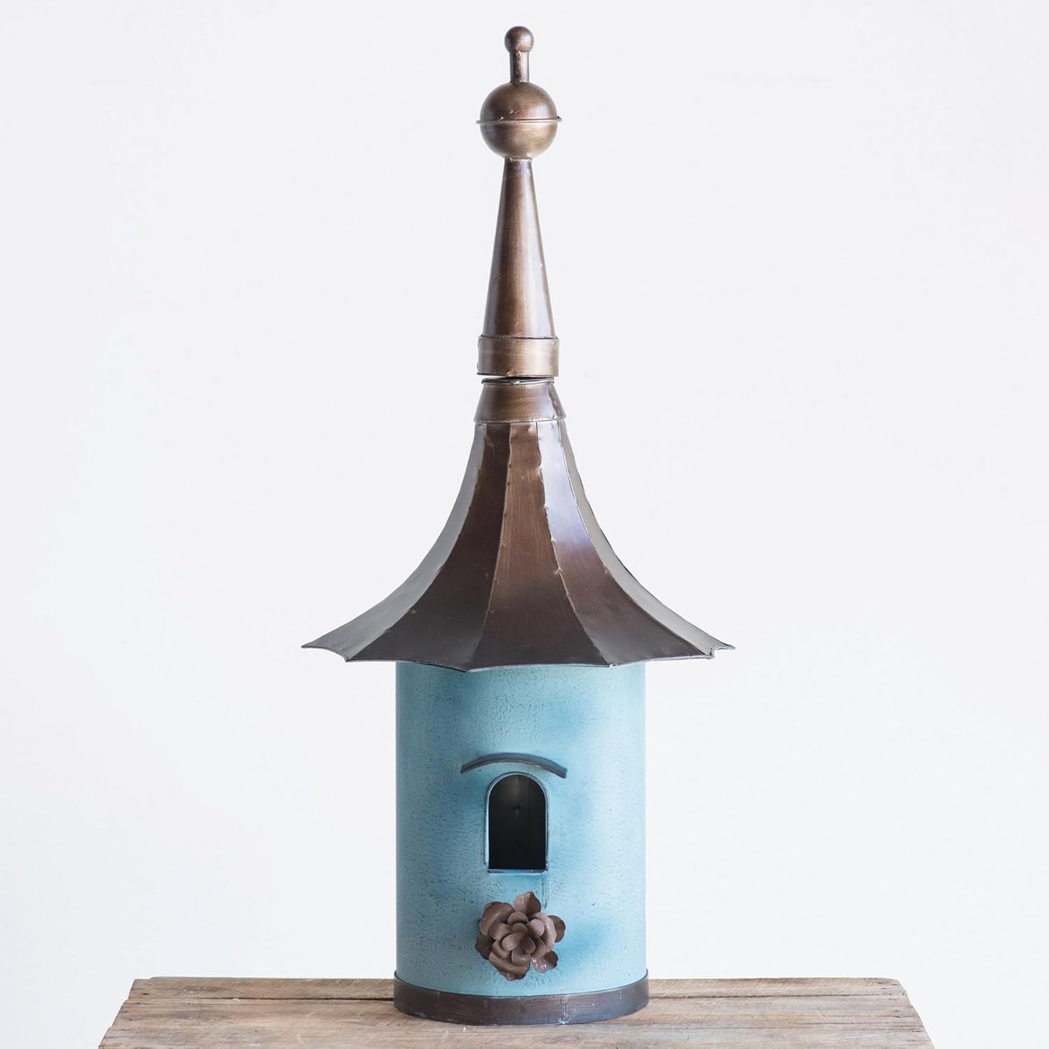 Creative Co-Op Cottagecore Free-Standing Decorative Metal Birdhouse fo